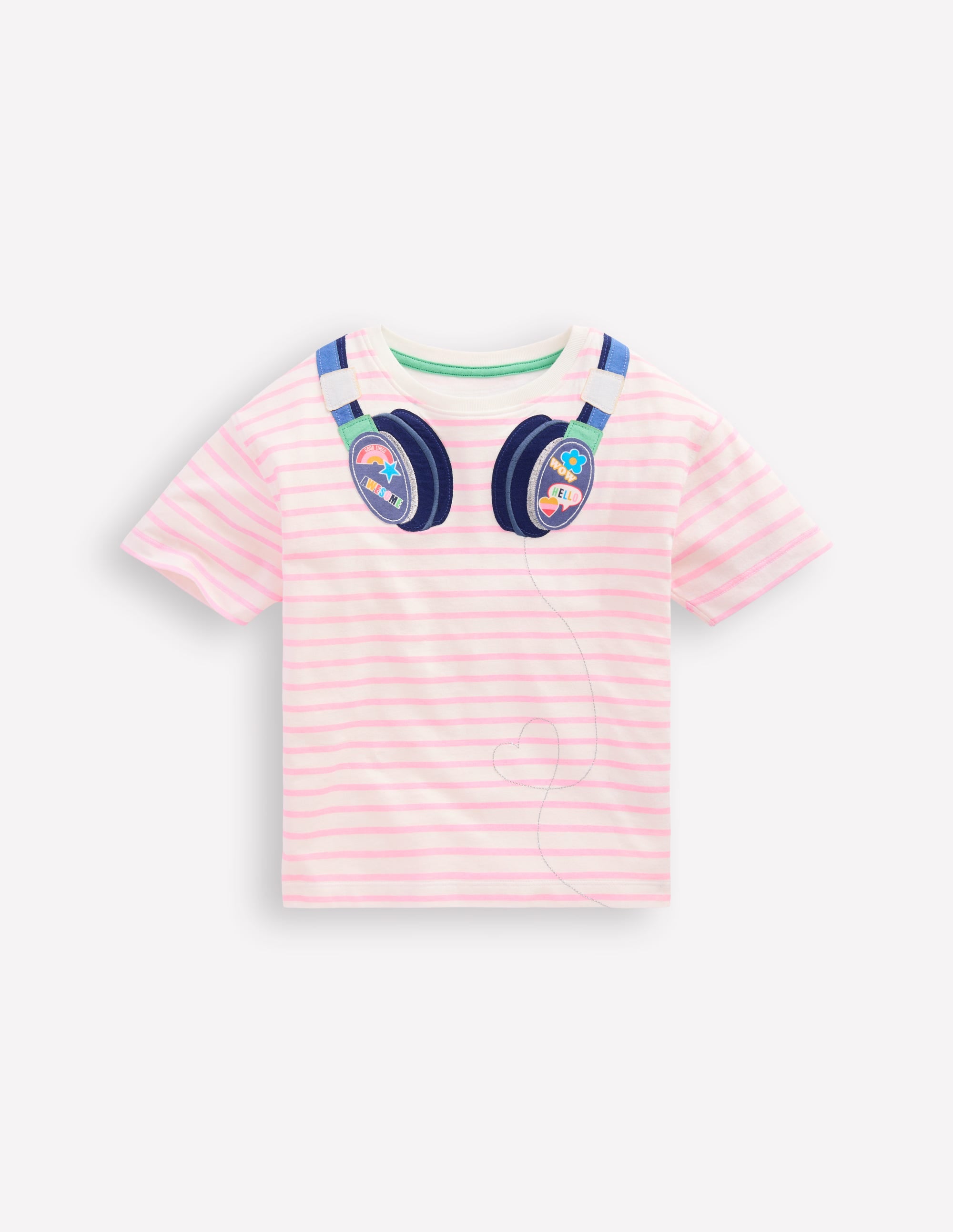 Easy Applique T-shirt-Formica Pink/ Ivory Headphones - Image 1