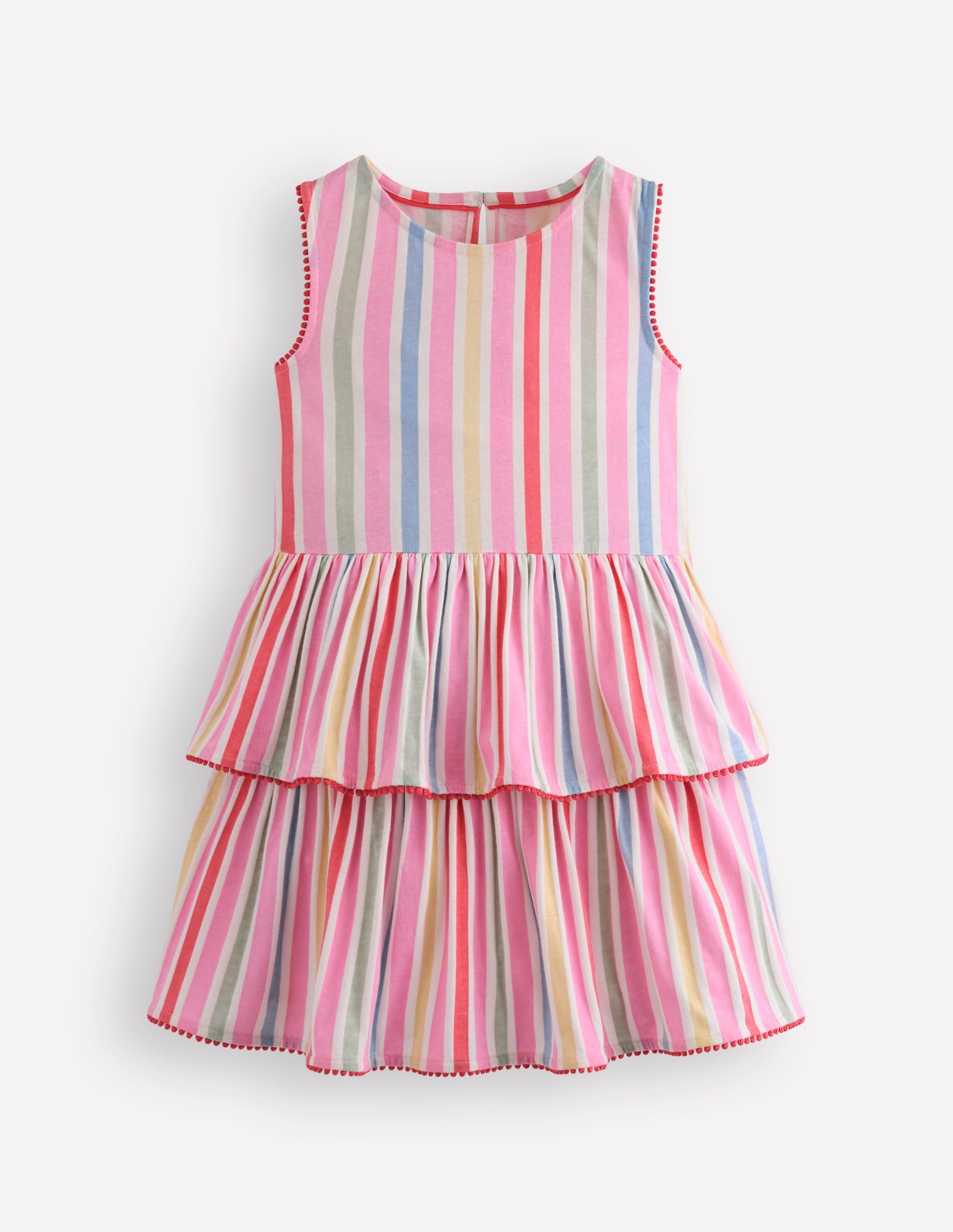 Tiered Jersey Sundress-Pink Stripe-2