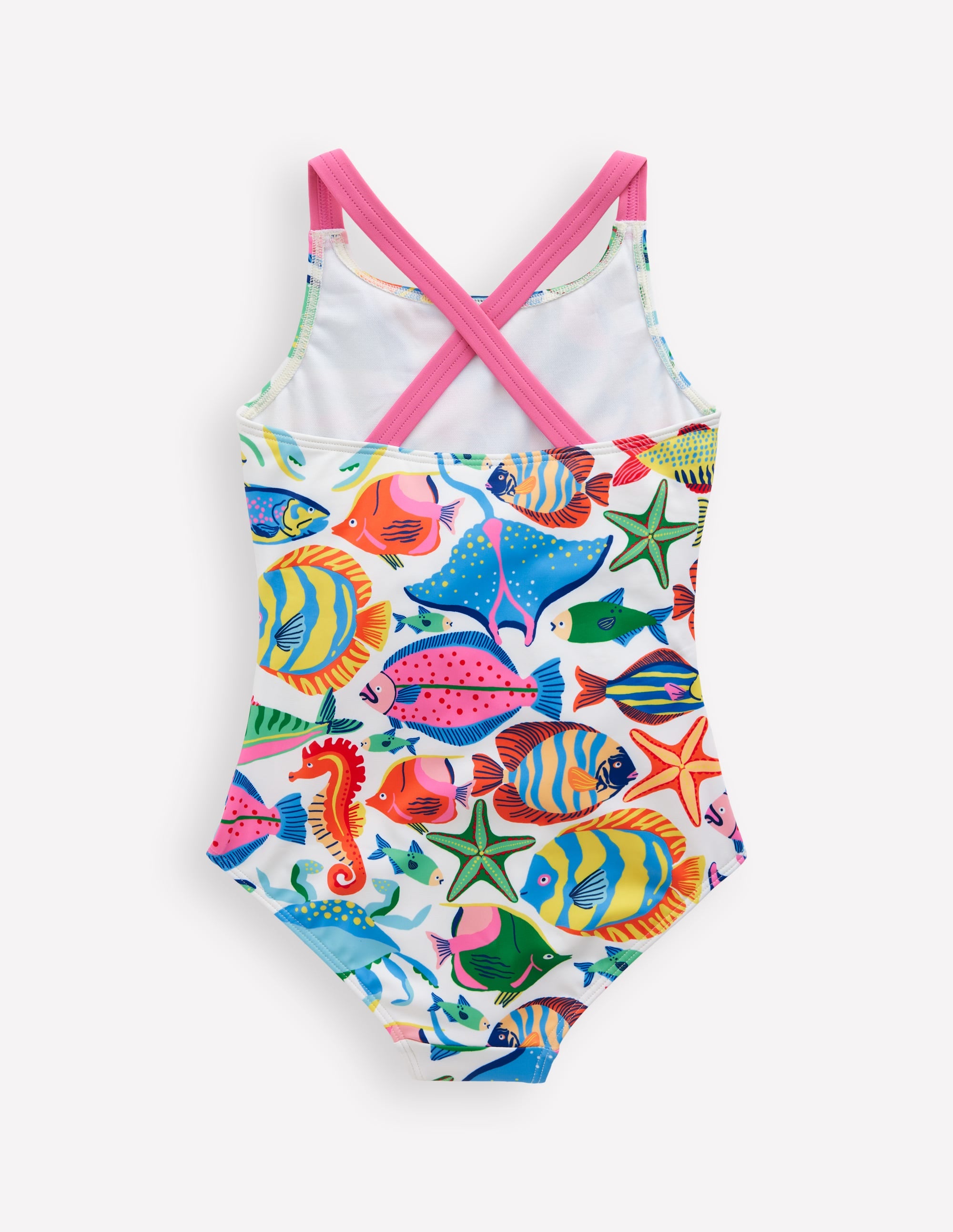 Cross-Back Printed Swimsuit-Multi Fishes - Image 2