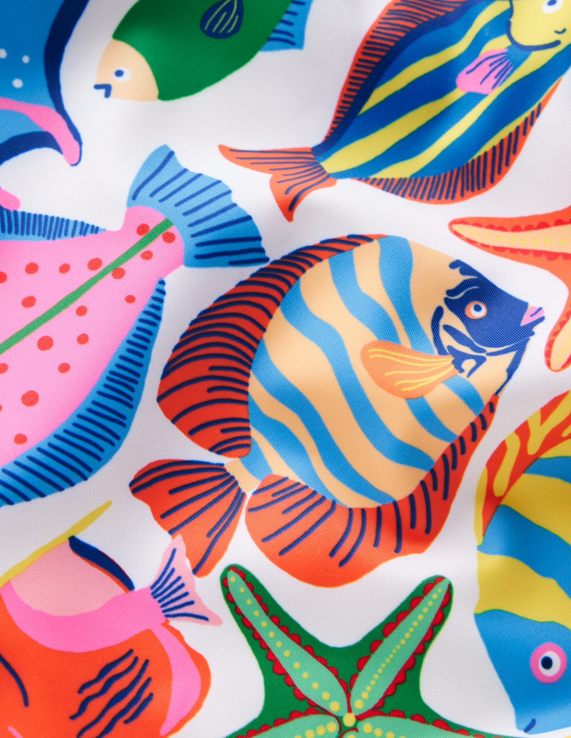 Cross-Back Printed Swimsuit-Multi Fishes-3