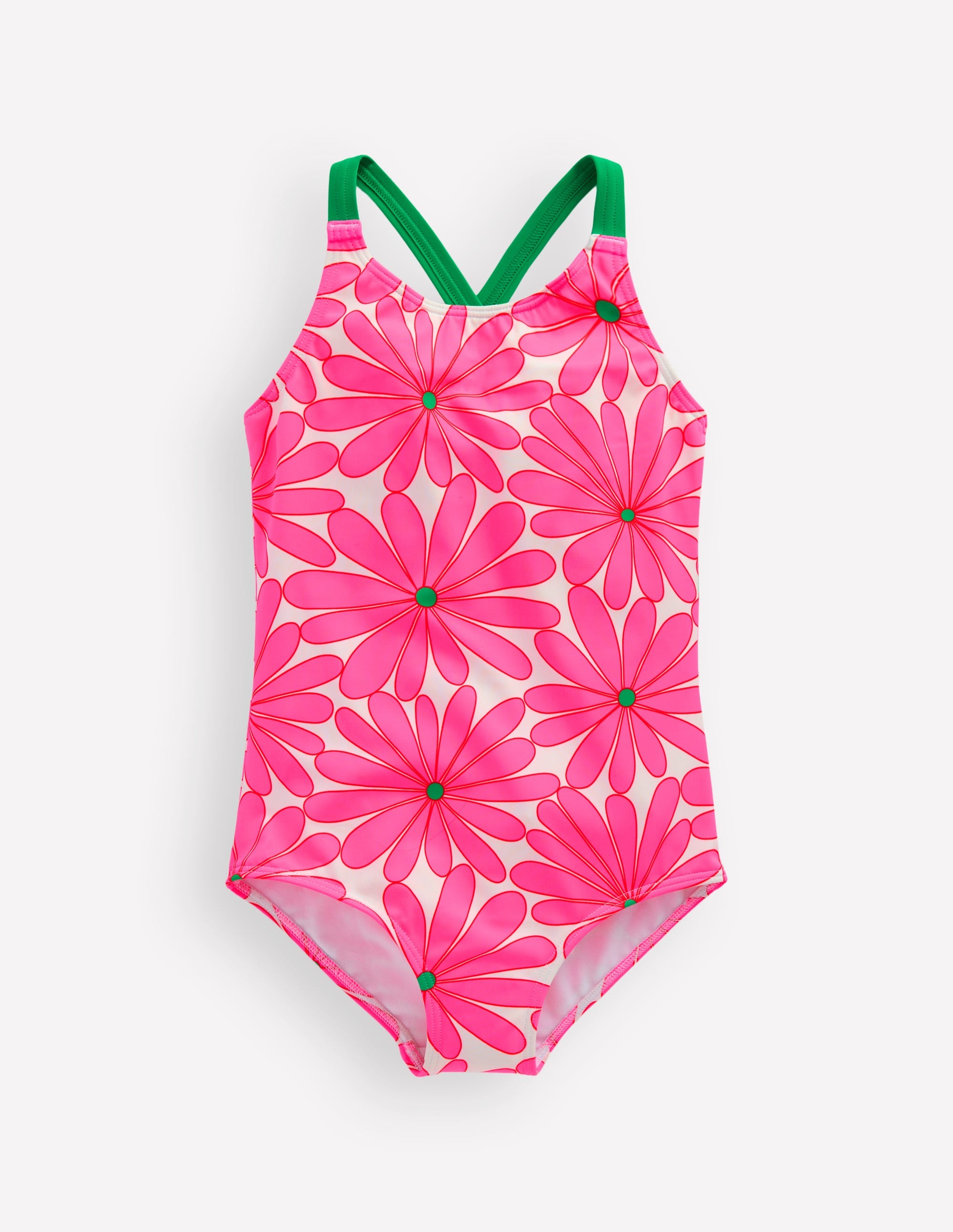 Cross-Back Printed Swimsuit-Festival Pink Daisy - Image 3