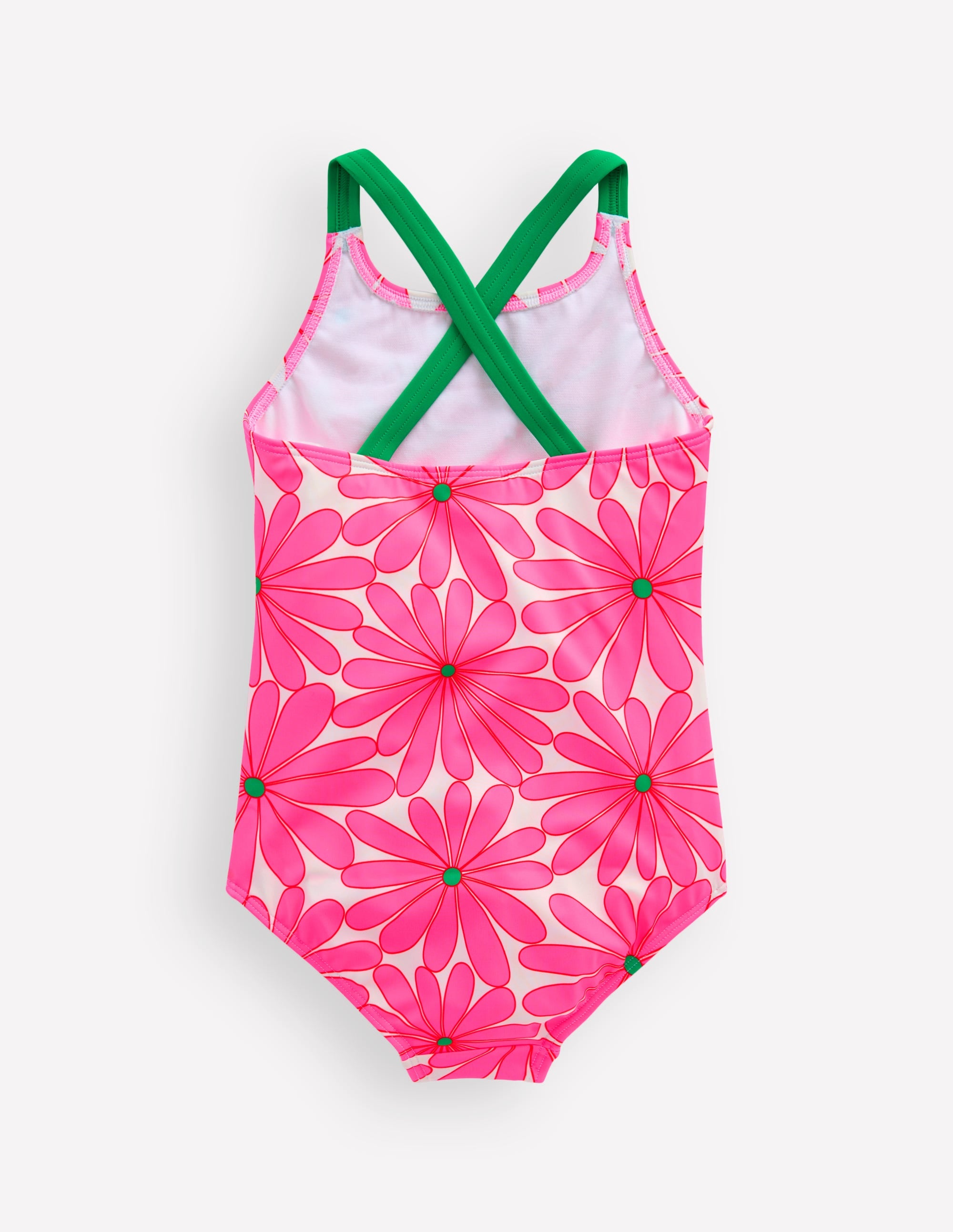 Cross-Back Printed Swimsuit-Festival Pink Daisy - Image 4
