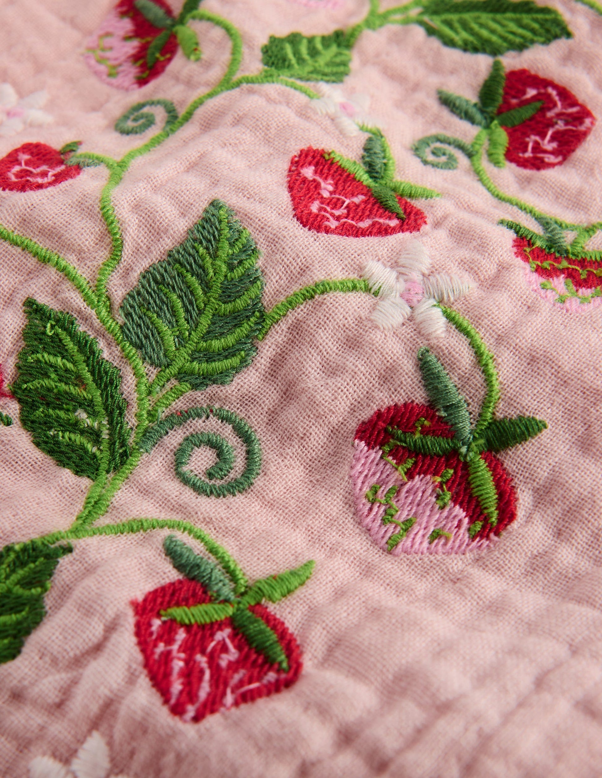 Embroidered Frilly Woven Top-Lotus Strawberries-7