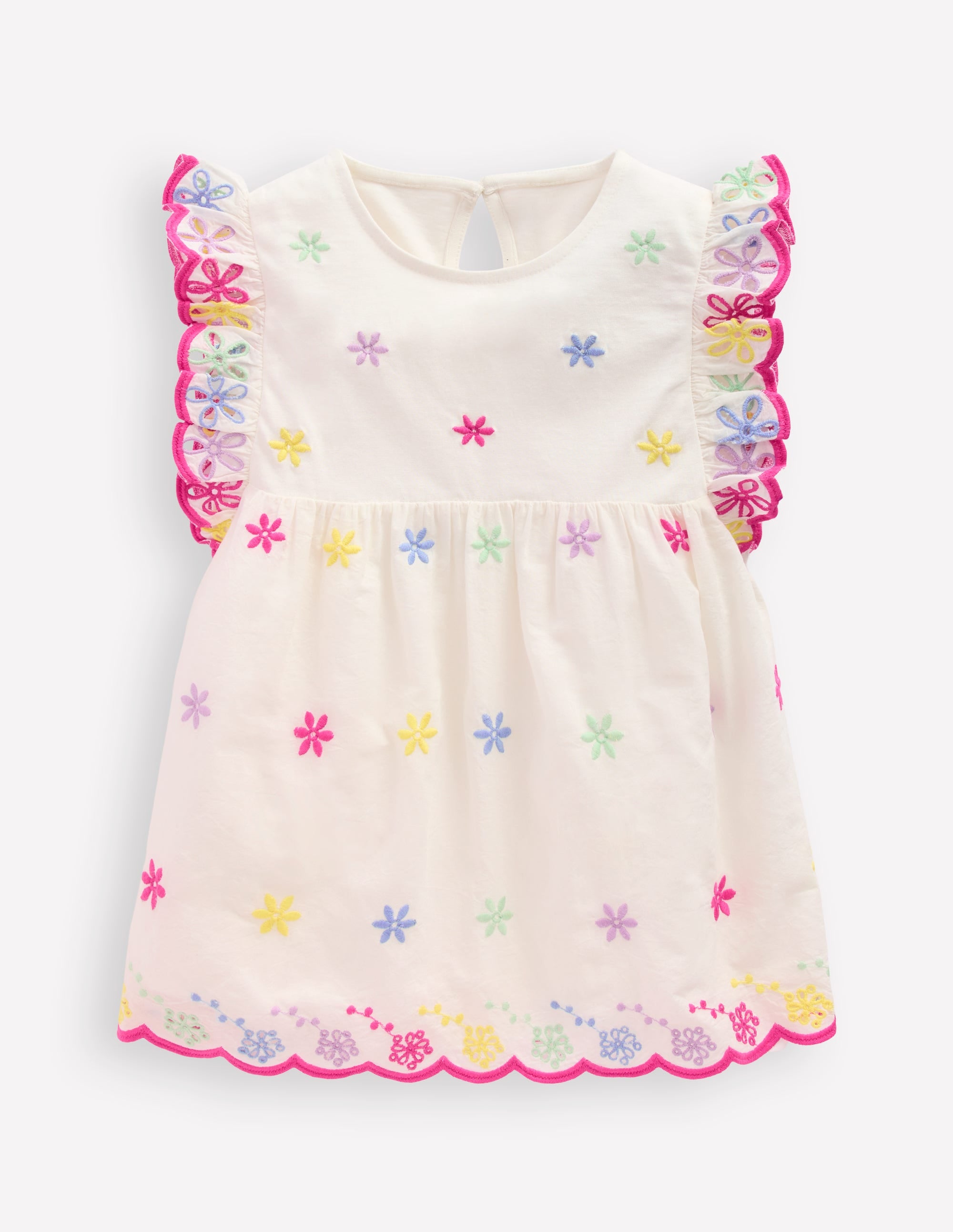 Fabric Mix Broderie Top-Coconut Milk - Image 1