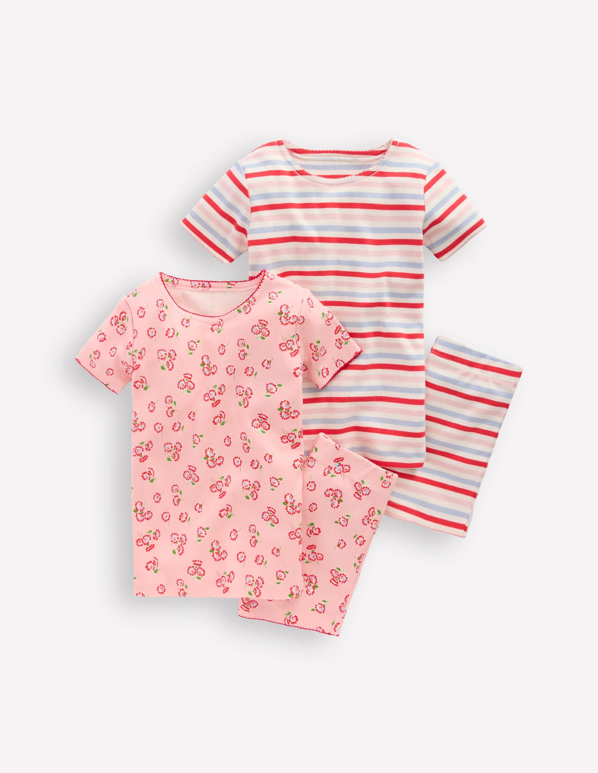 Twin Pack Short Pyjamas-Chalk Pink Daisy - Image 1