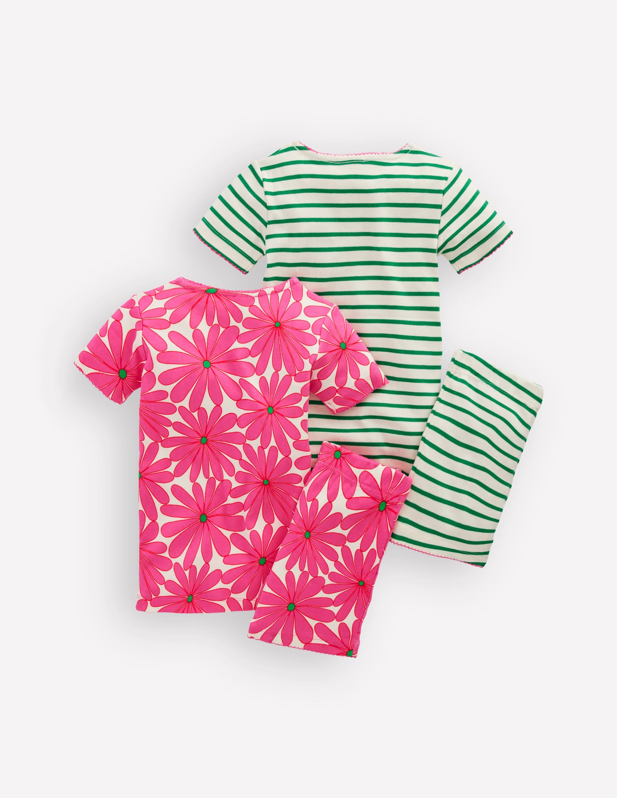 Twin Pack Short Pyjamas-Pink Flower - Image 2