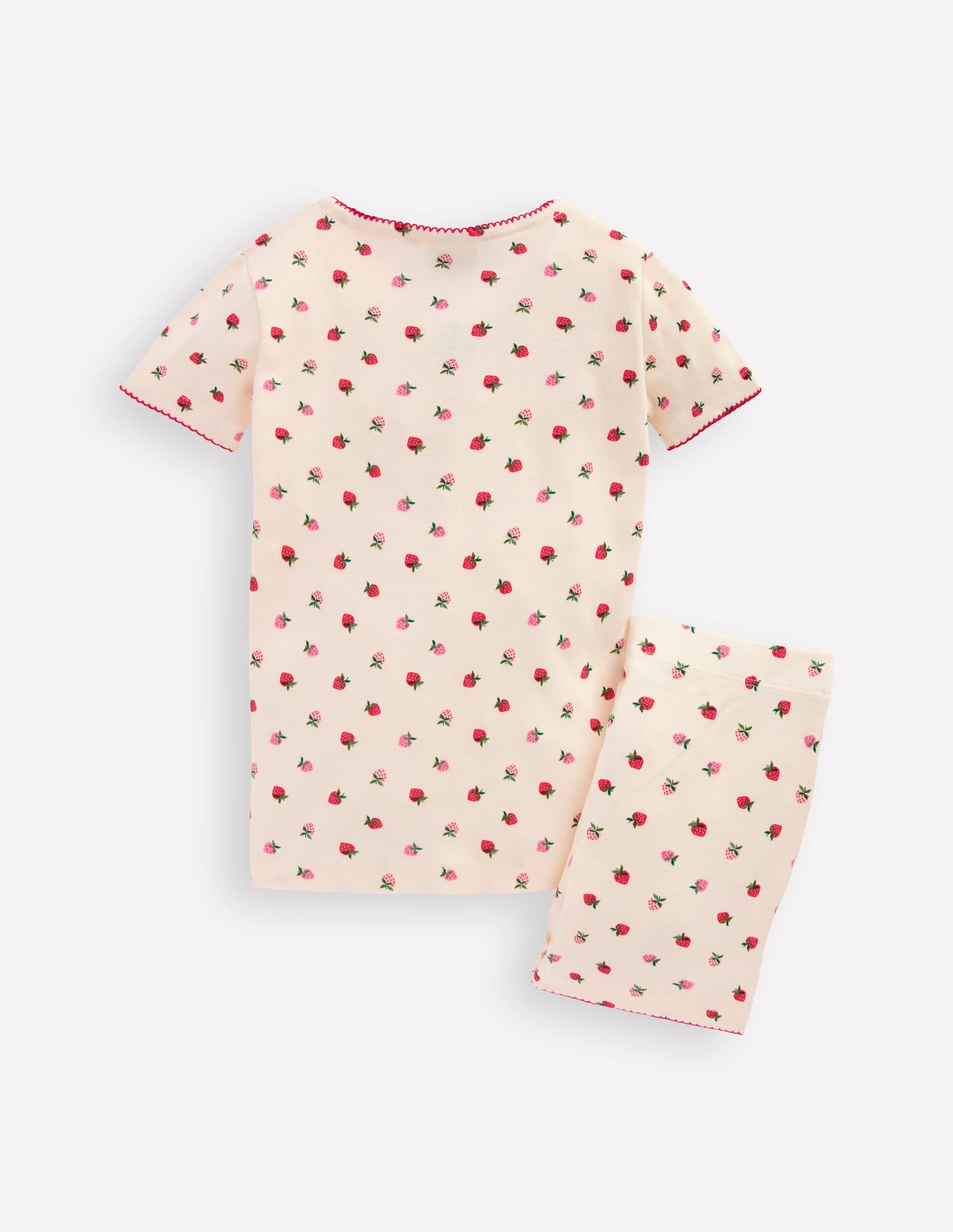 Snug Short John Pyjamas-Almond Pink Strawberry Stripe - Image 2
