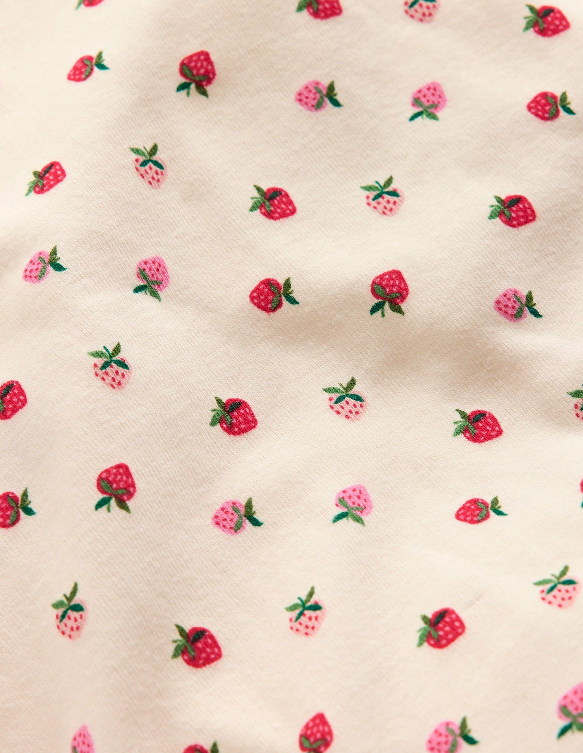 Snug Short John Pyjamas-Almond Pink Strawberry Stripe-3