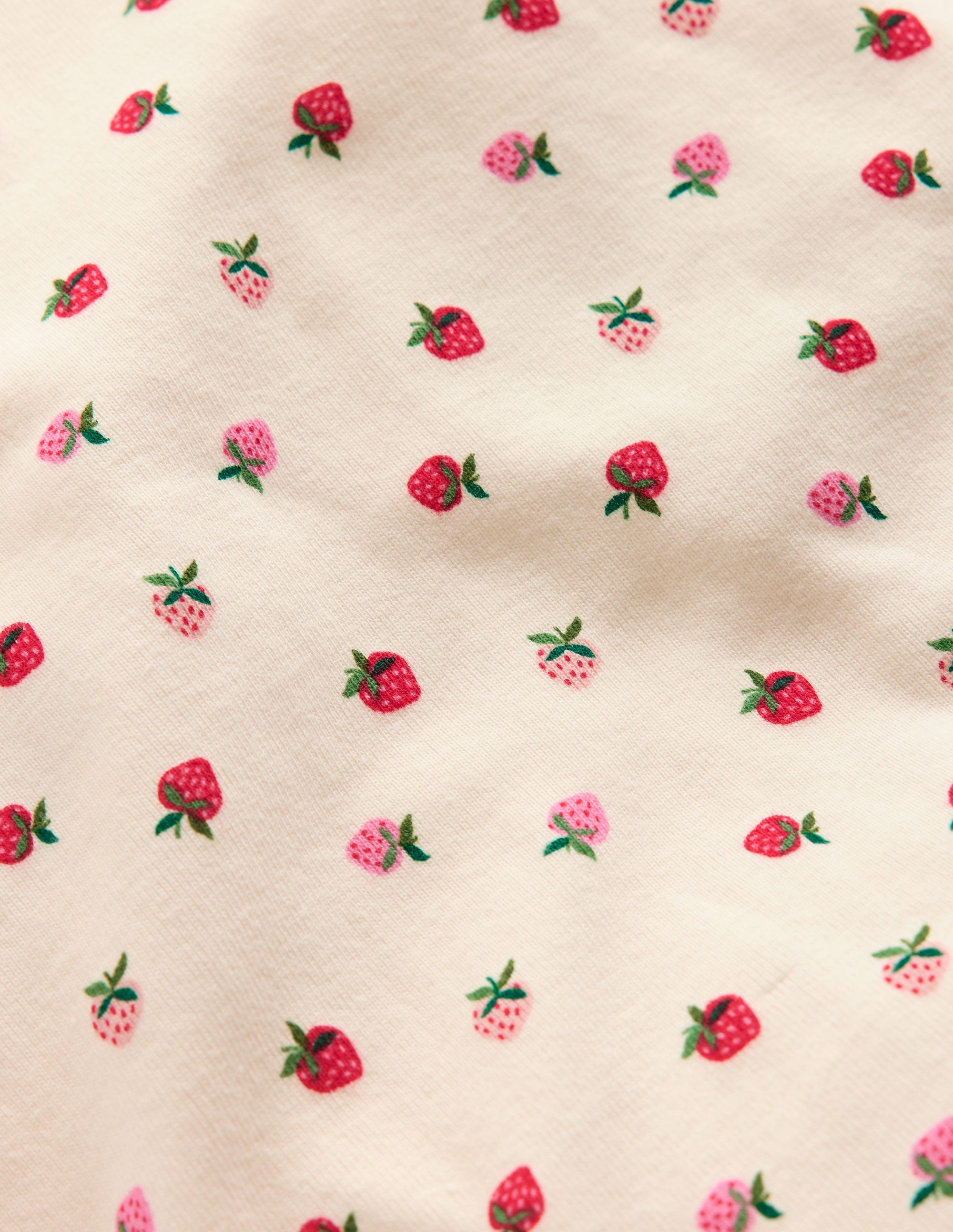 Snug Short John Pyjamas-Almond Pink Strawberry Stripe - Image 3