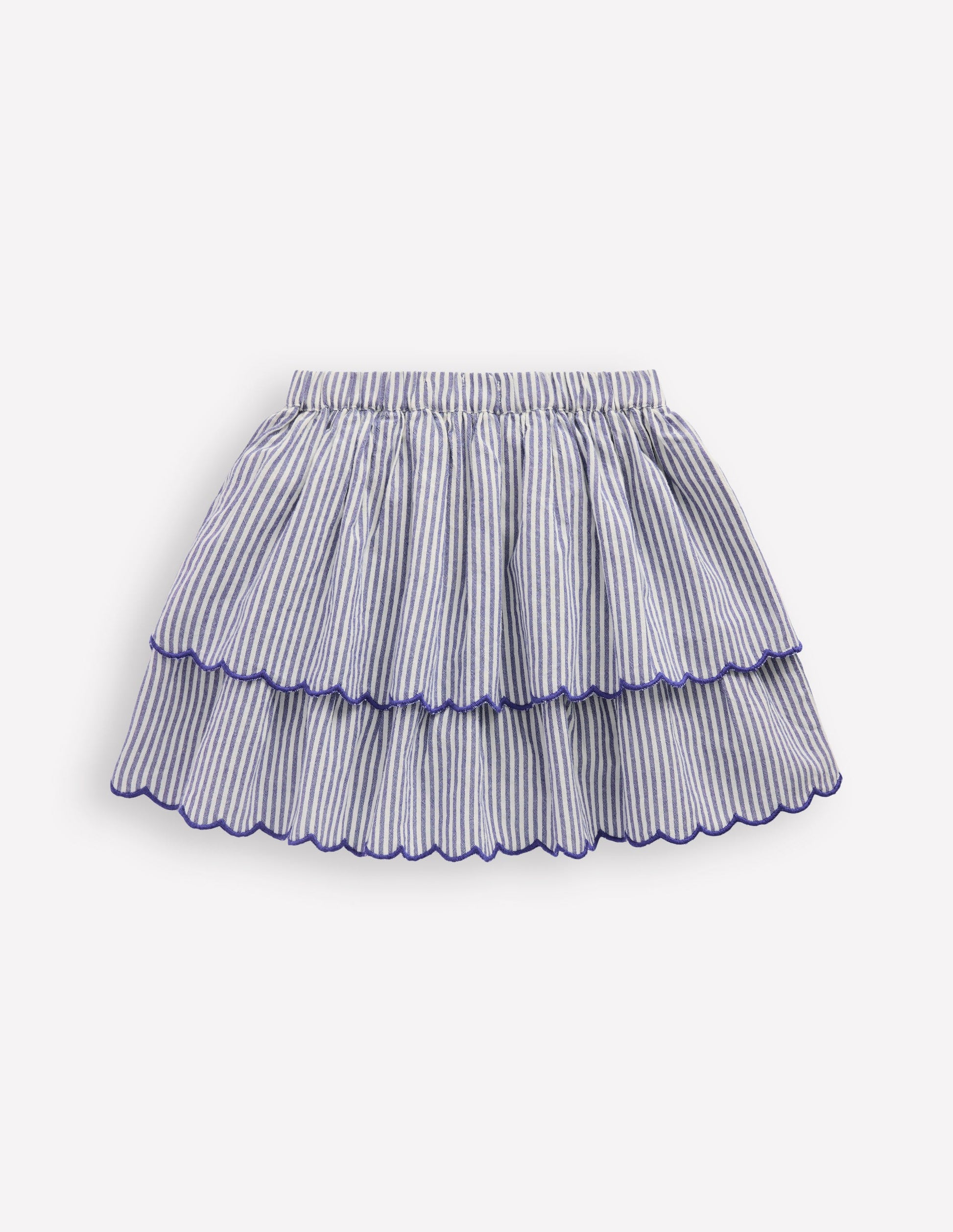 Trim Detail Skirt-Blue and Ivory Stripe-2