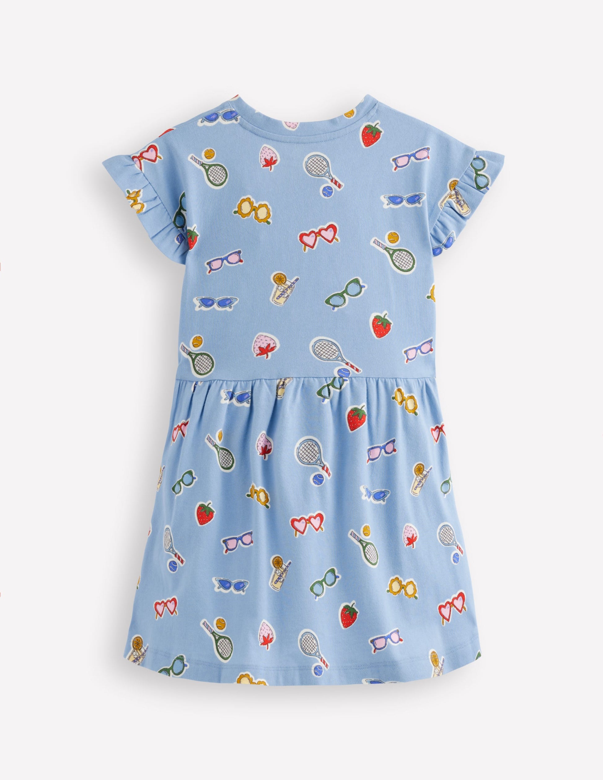 Jersey T-Shirt Dress-Glacier Blue Holiday Print-2