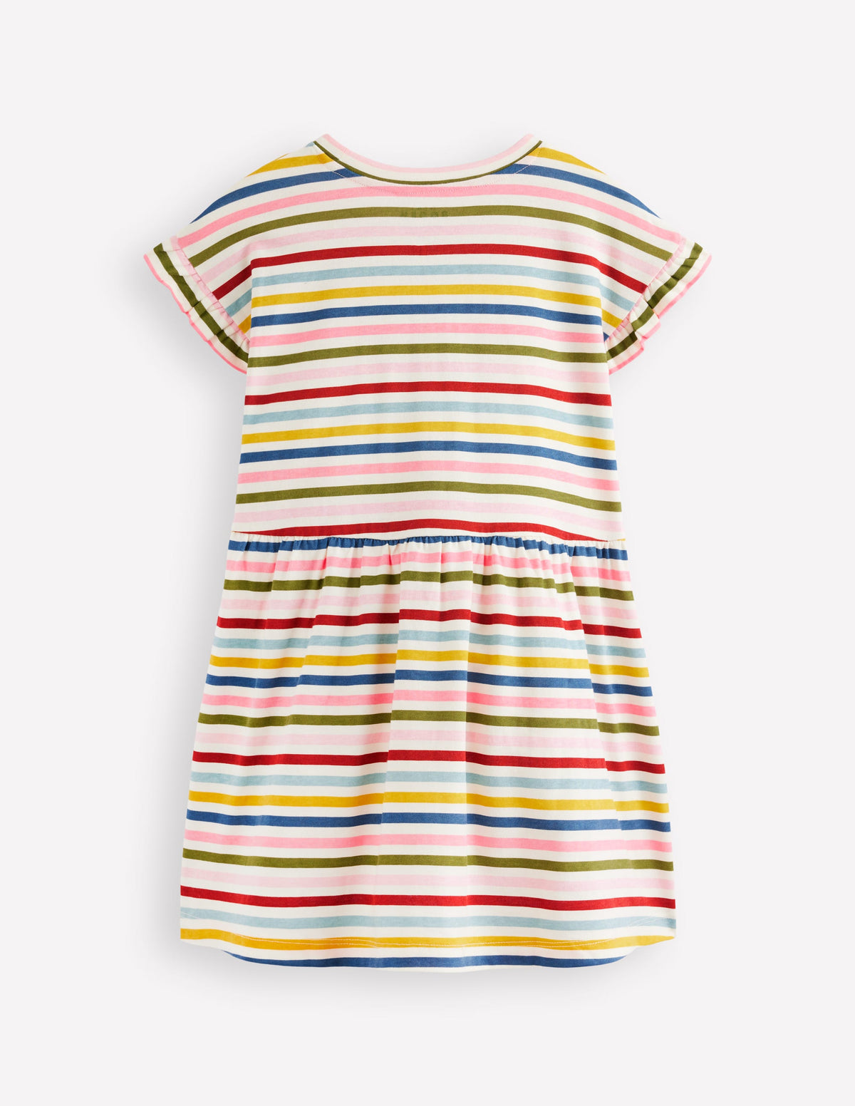 Jersey T-Shirt Dress-Maroon, Pink and Blue Stripe - Image 2