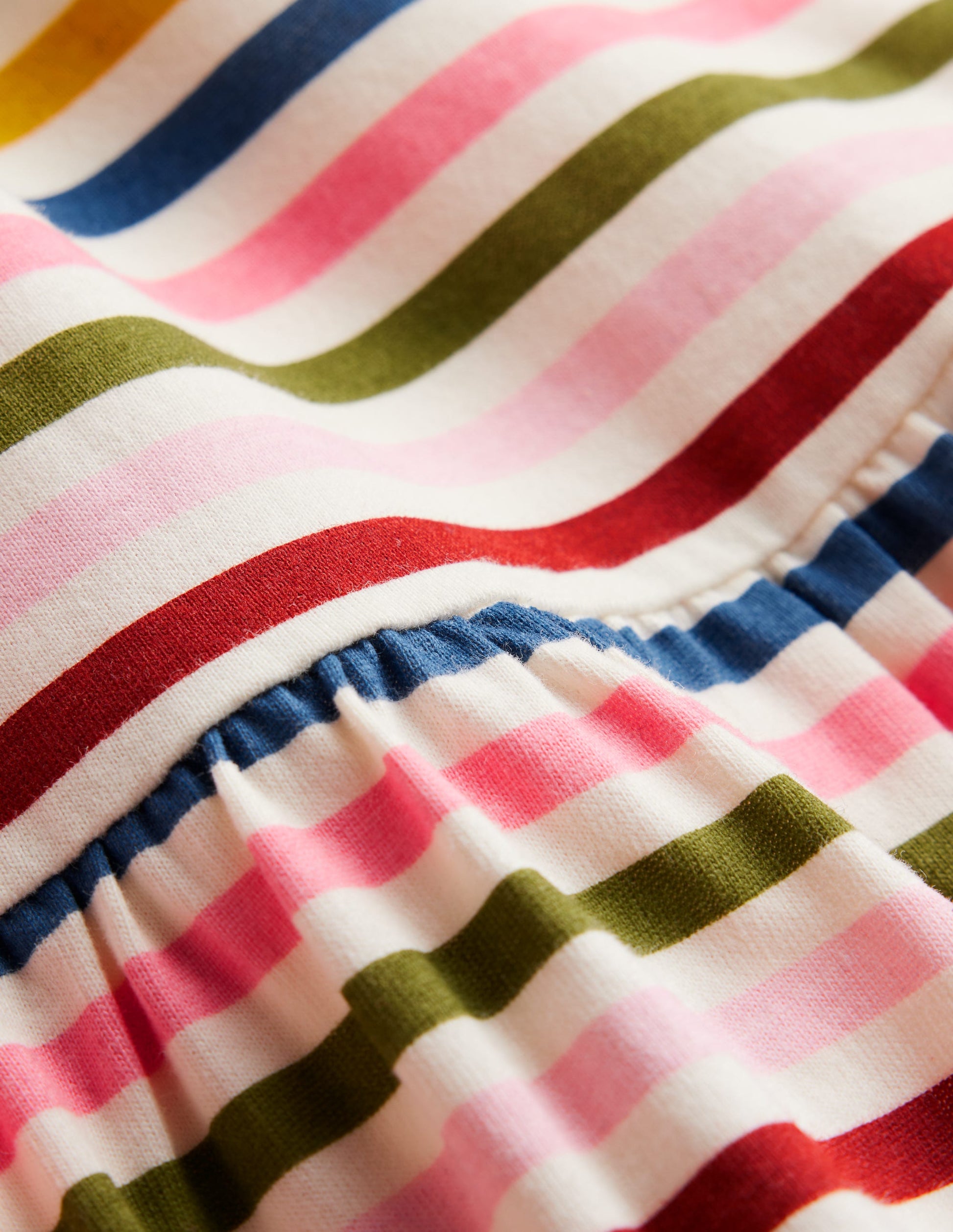 Jersey T-Shirt Dress-Maroon, Pink and Blue Stripe-4