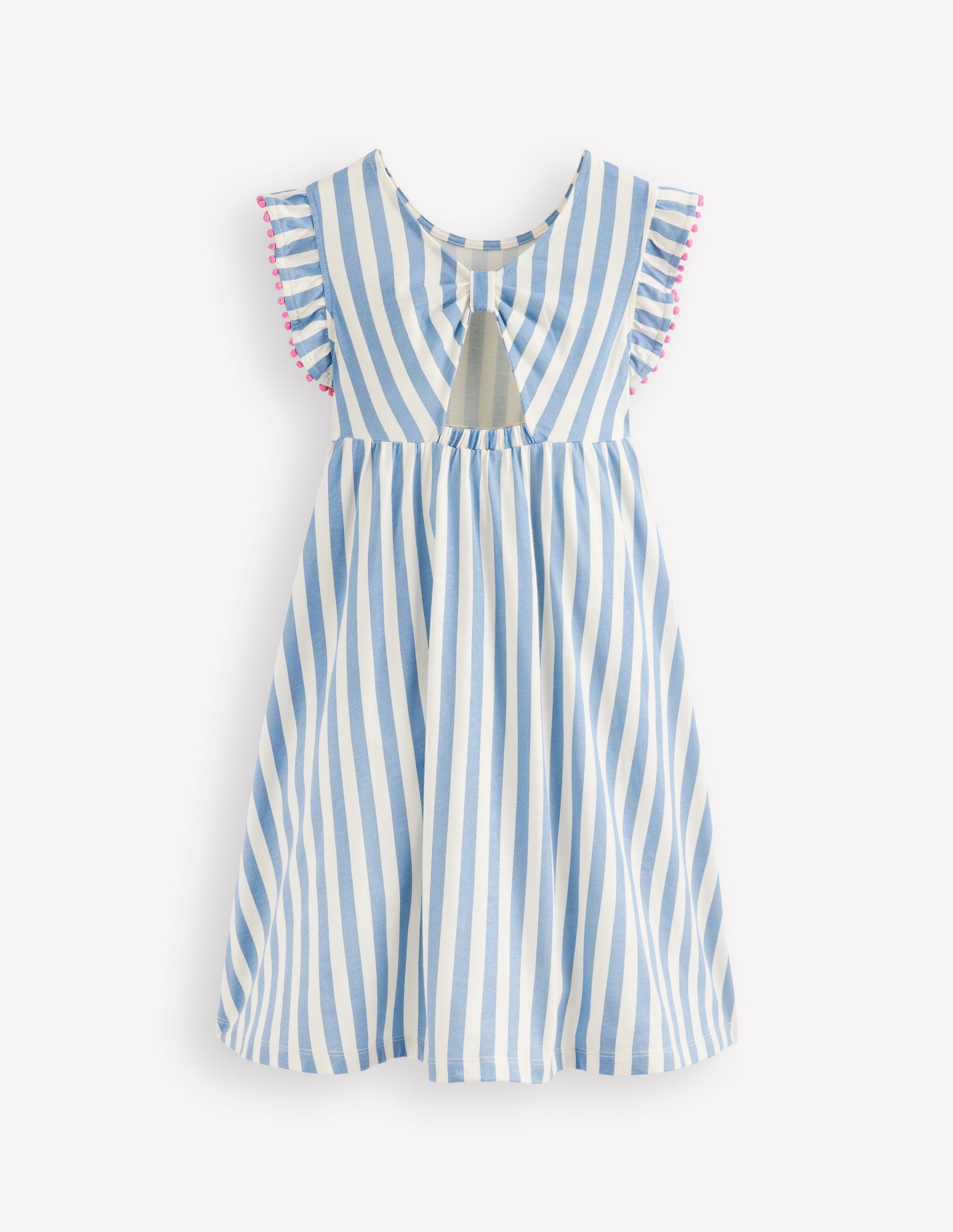Bow Back Jersey Dress-Salt Blue/ Ivory Stripe-2