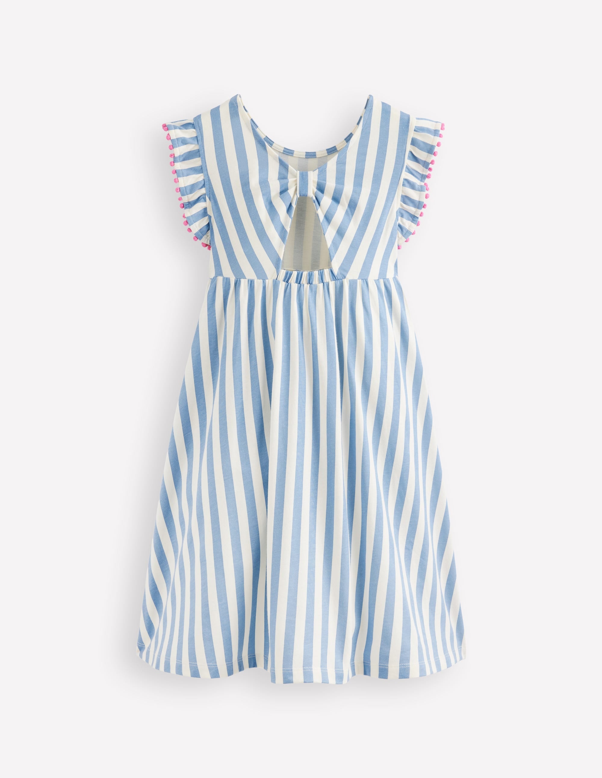 Clover Bow Back Jersey Dress-Salt Blue/ Ivory Stripe - Image 4