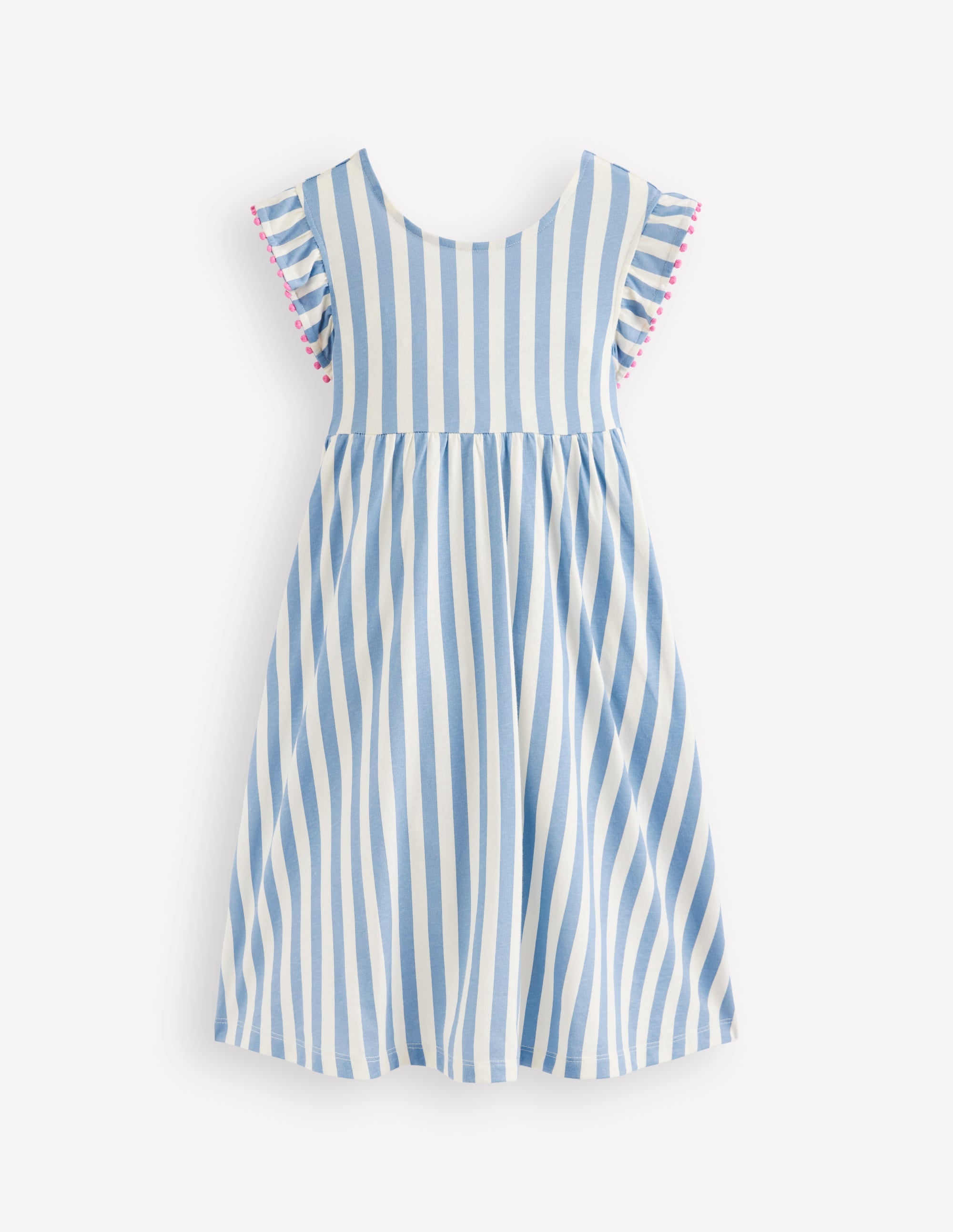 Clover Bow Back Jersey Dress-Salt Blue/ Ivory Stripe - Image 3