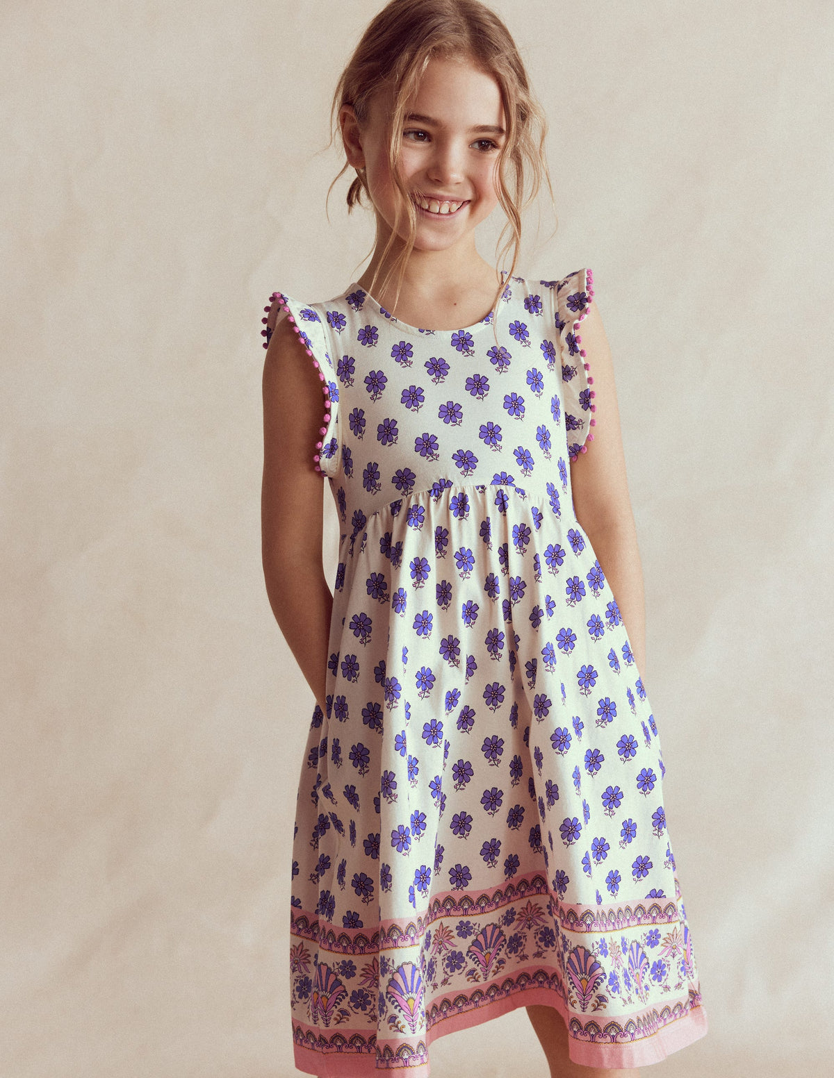Clover Bow Back Jersey Dress-Multi Woodblock - Image 2