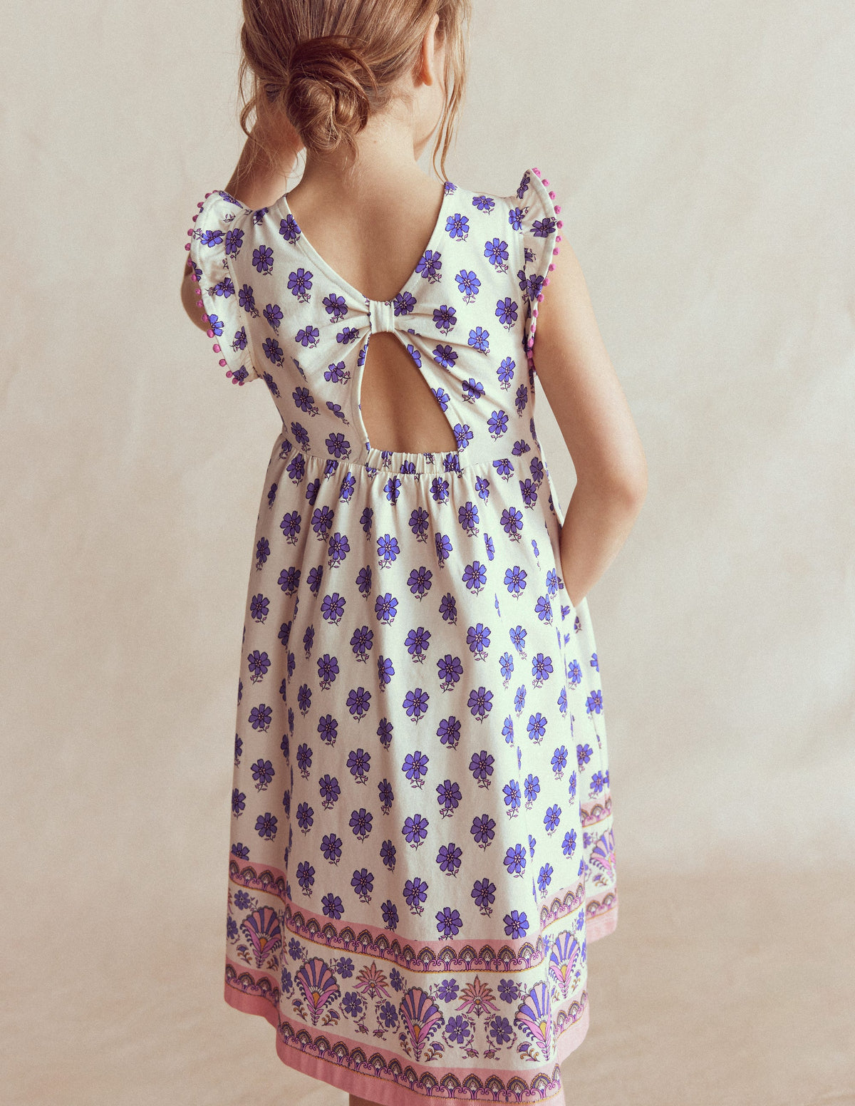 Clover Bow Back Jersey Dress-Multi Woodblock - Image 1