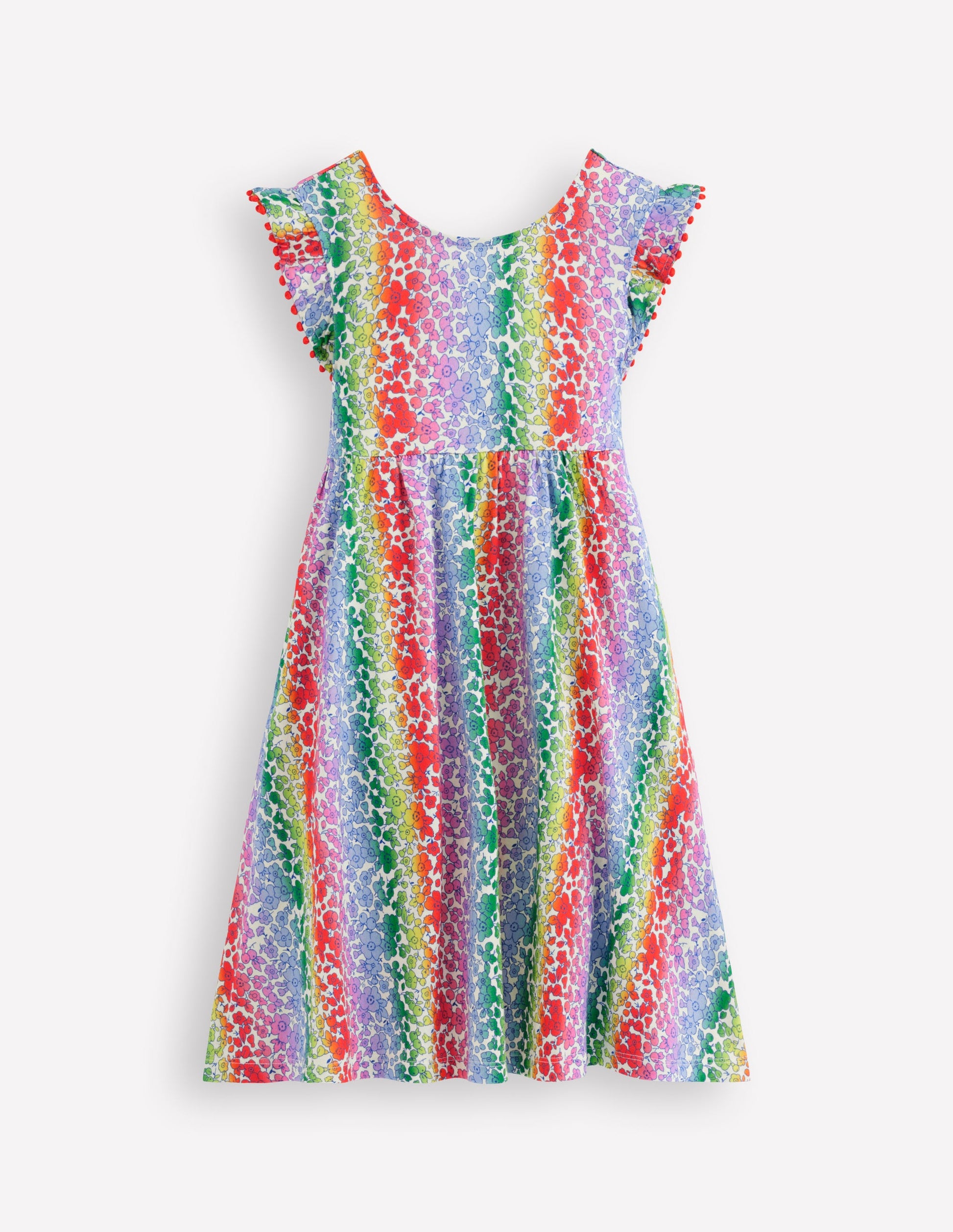 Bow Back Jersey Dress-Rainbow Ombre Flowerbed-1