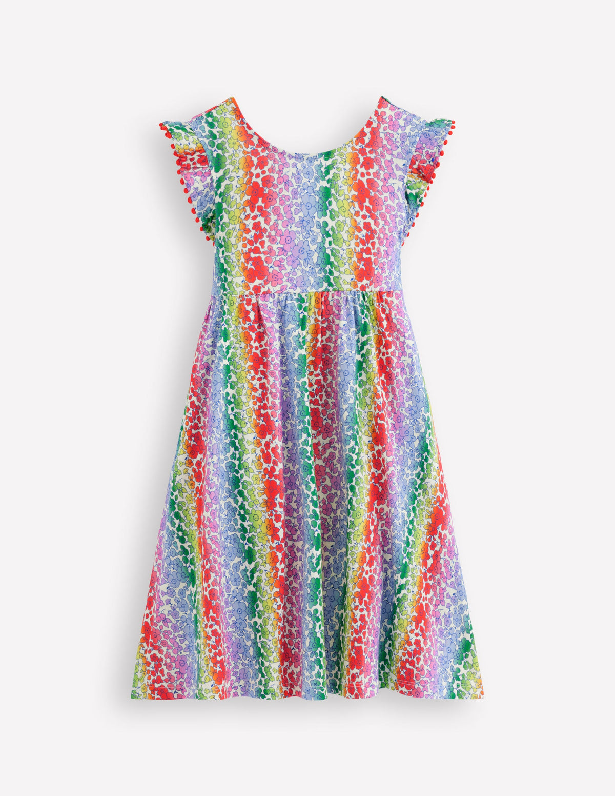 Clover Bow Back Jersey Dress-Rainbow Ombre Flowerbed - Image 1