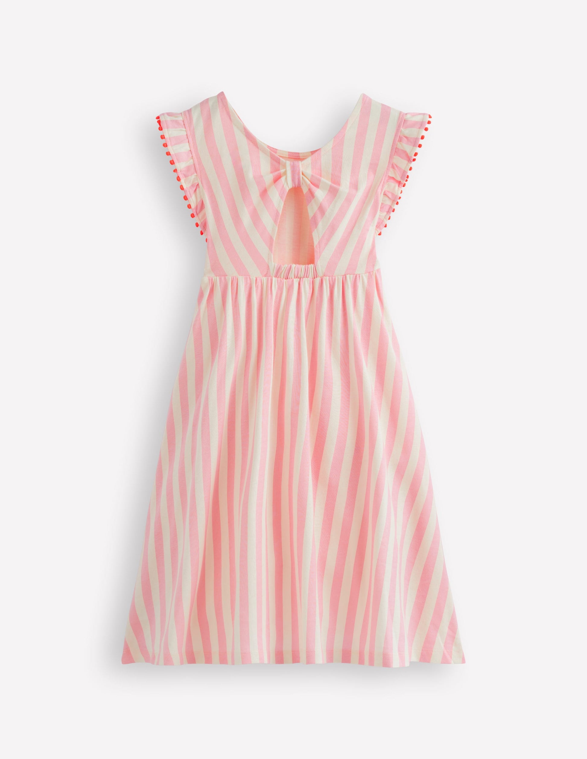 Bow Back Jersey Dress-Pink Stripe-2