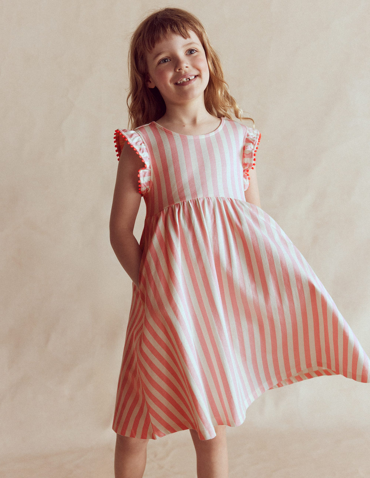 Clover Bow Back Jersey Dress-Pink Stripe - Image 1