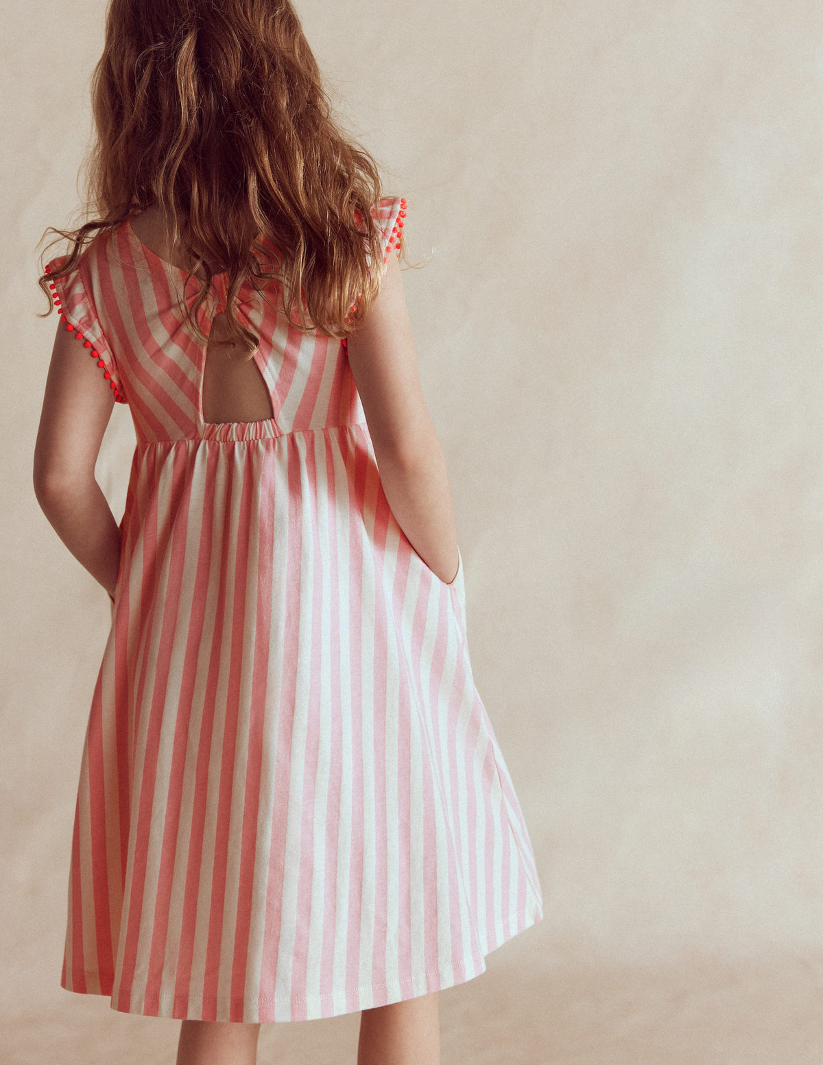 Clover Bow Back Jersey Dress-Pink Stripe - Image 2