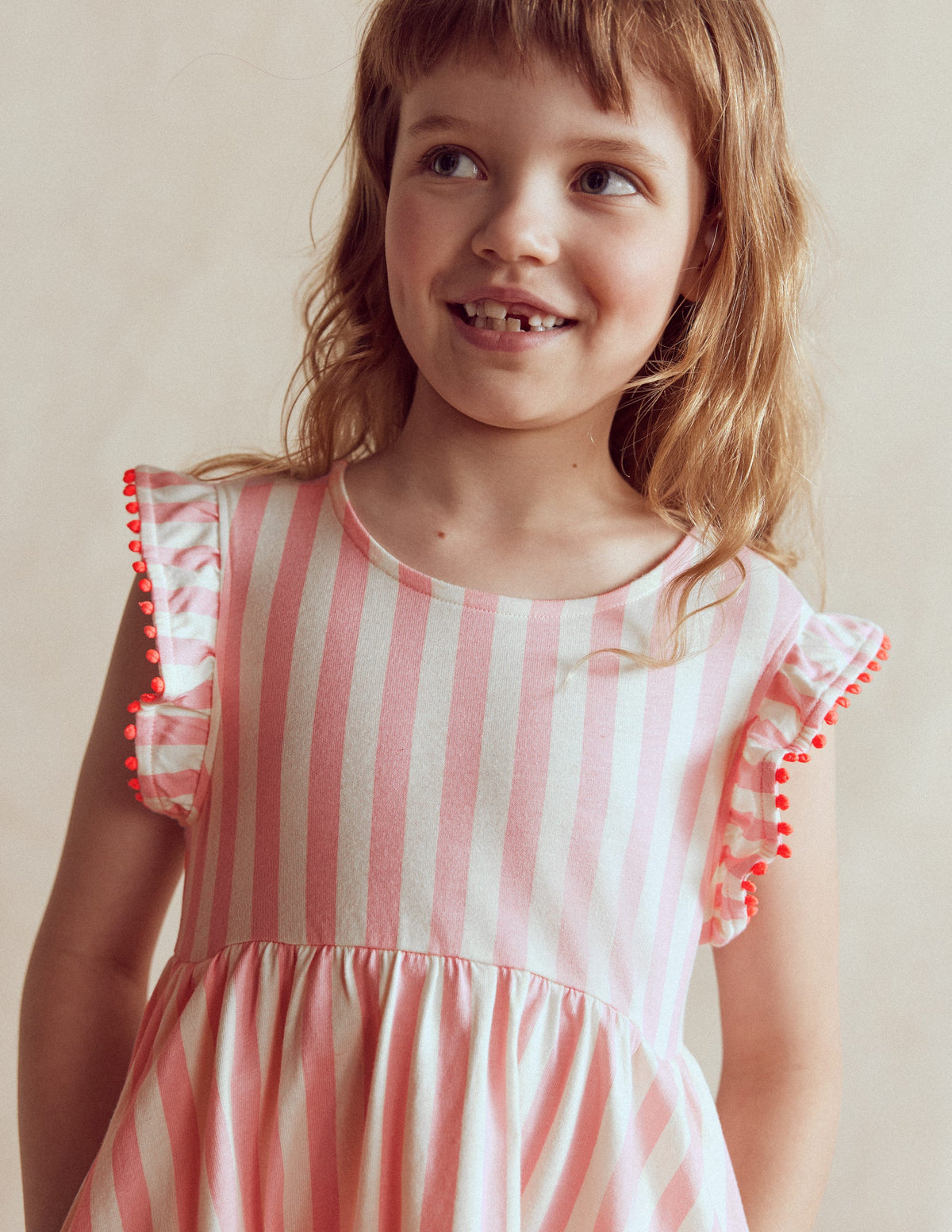 Clover Bow Back Jersey Dress-Pink Stripe - Image 3