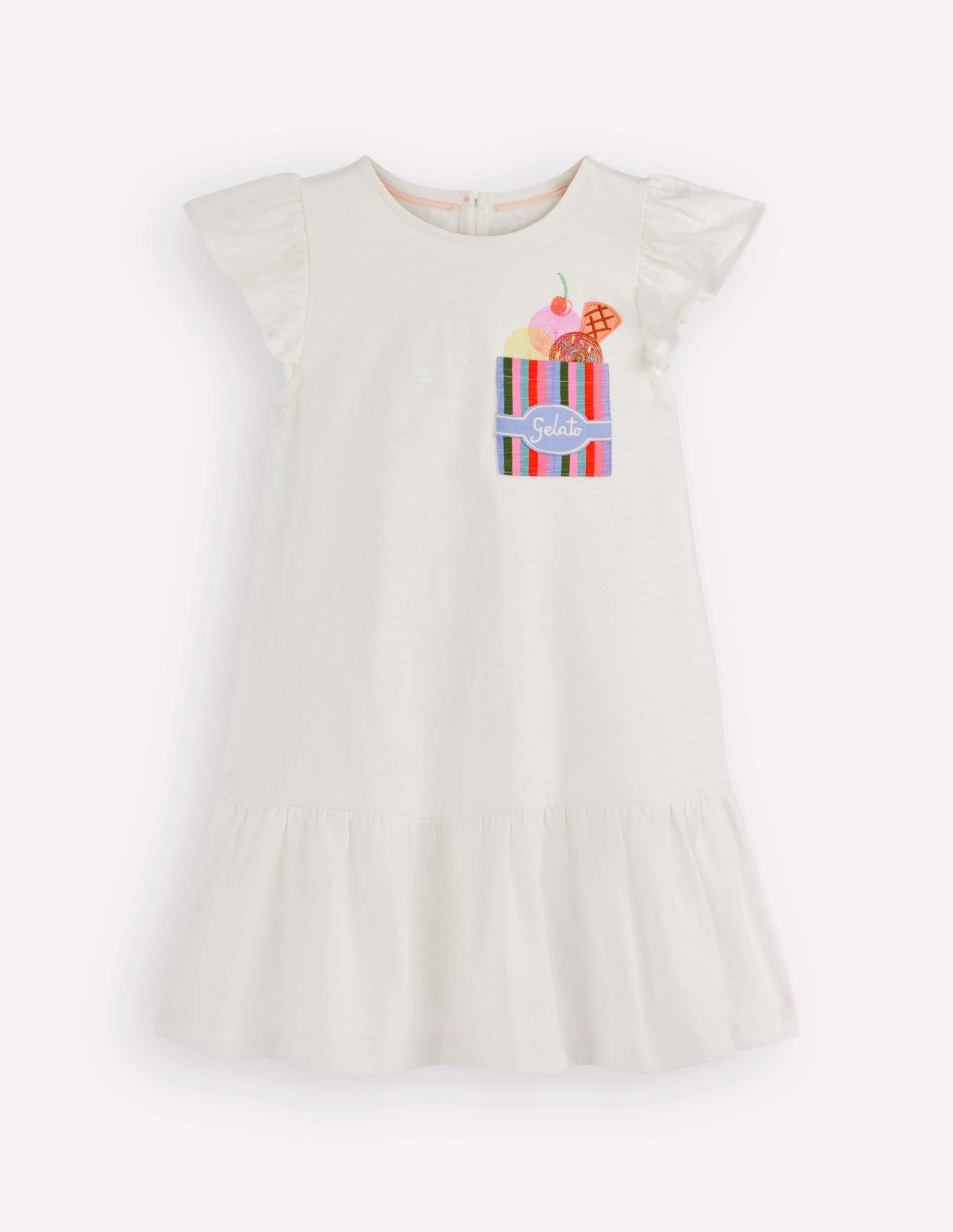 Logo Pocket Jersey Dress-Soft Ivory Ice Cream - Image 1
