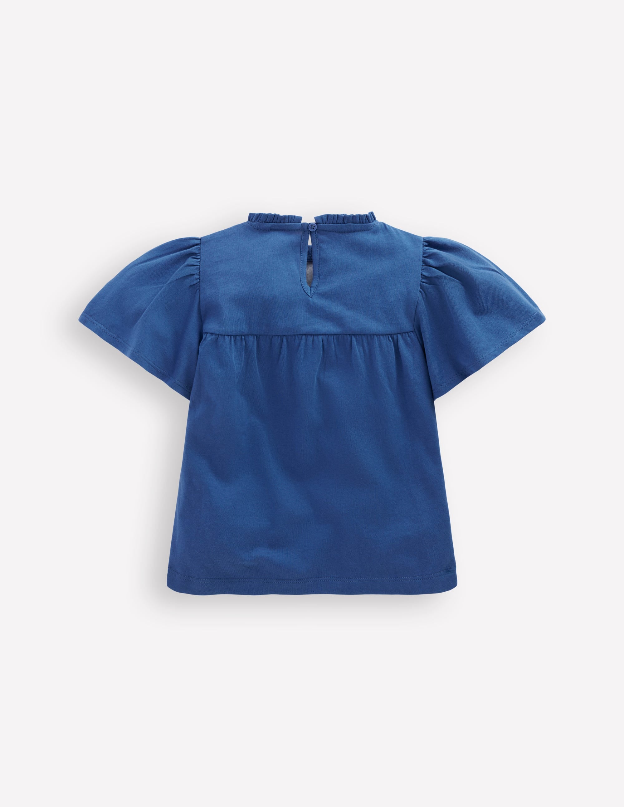 Embroidered Flutter Sleeve Top-Sapphire Blue - Image 2