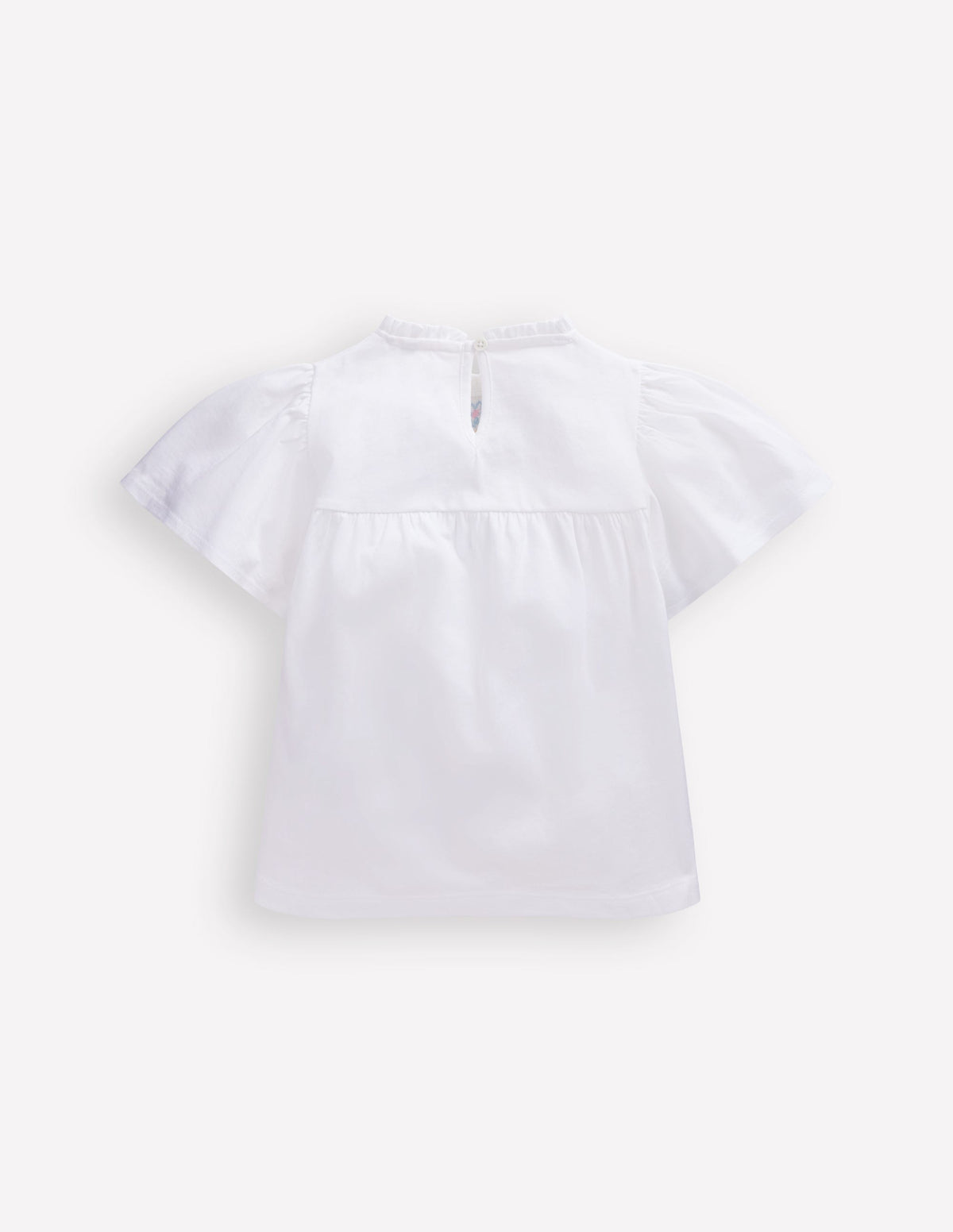 Embroidered Flutter Sleeve Top-White - Image 2
