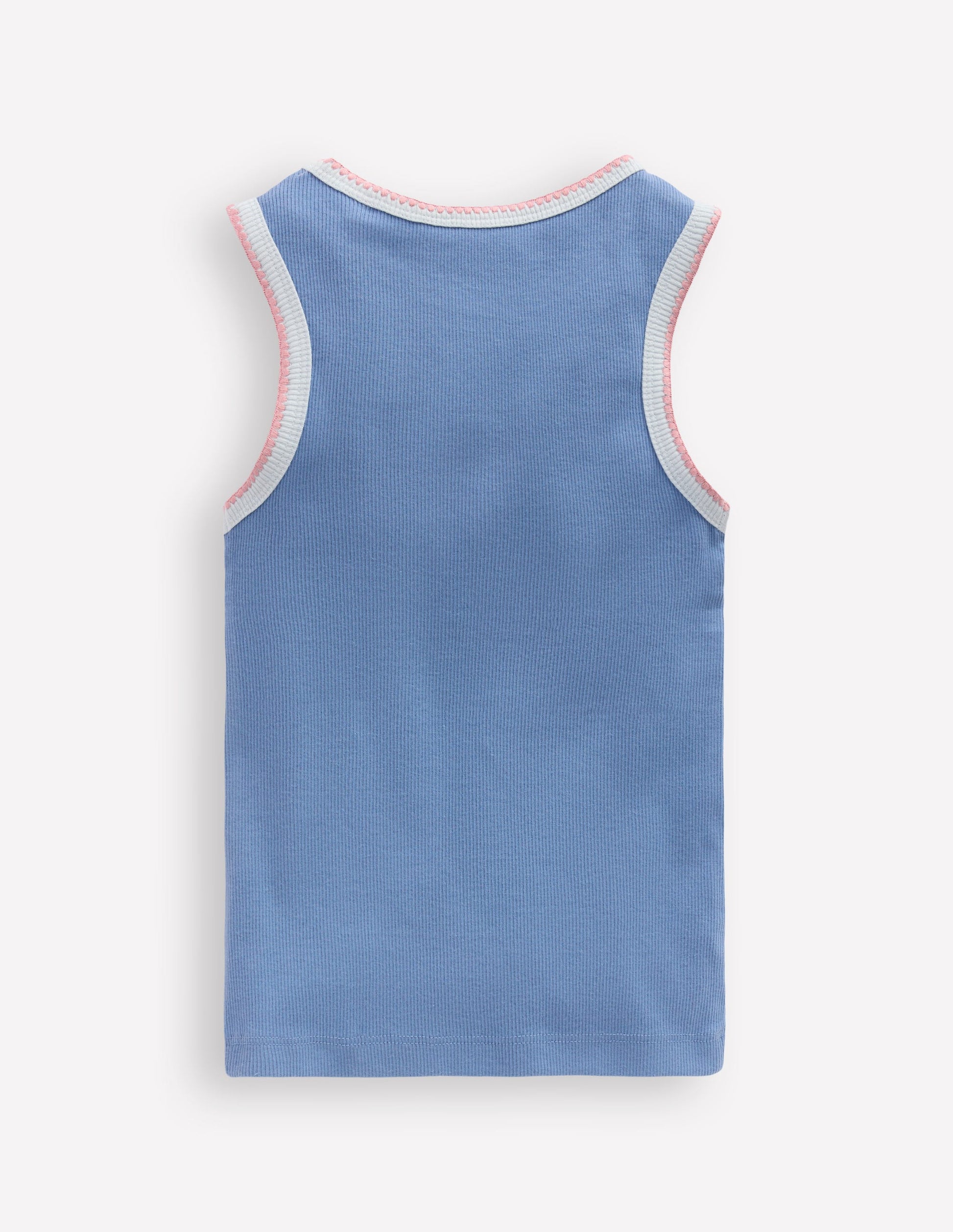 Crochet Trim Ribbed Vest-Light Blue-2