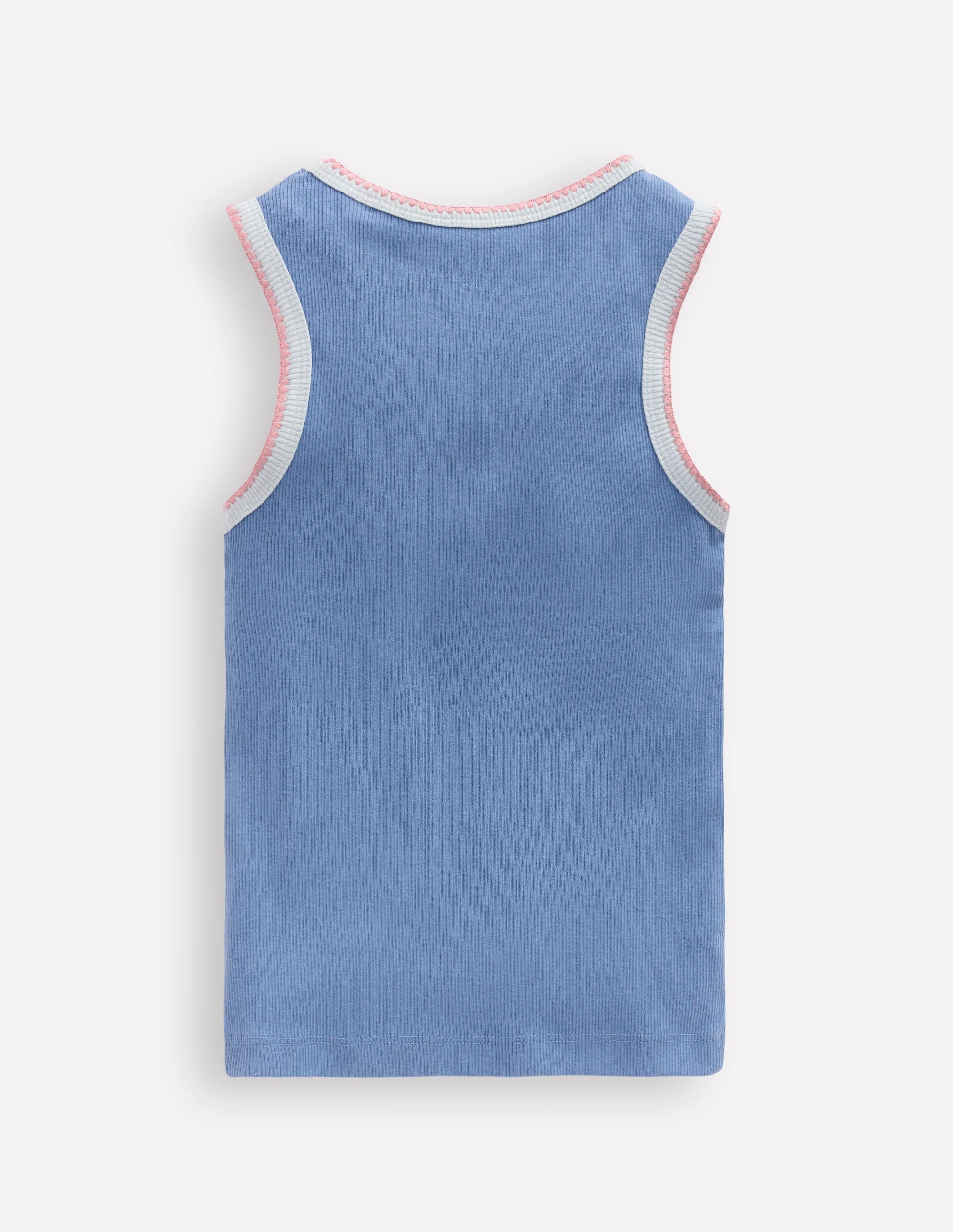 Crochet Trim Ribbed Vest-Light Blue - Image 2