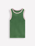 Crochet Trim Ribbed Vest-Willow Green