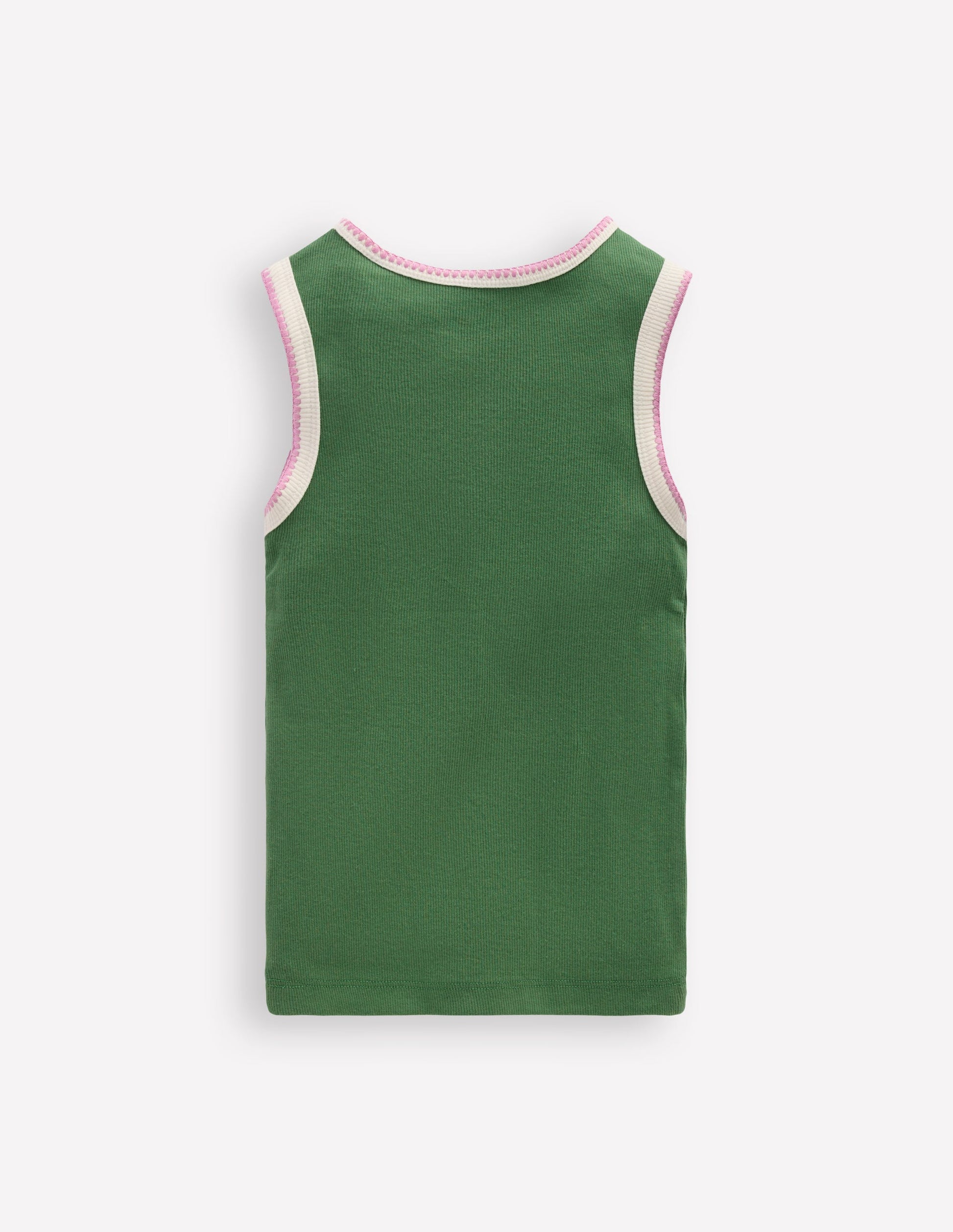 Crochet Trim Ribbed Vest-Willow Green-2