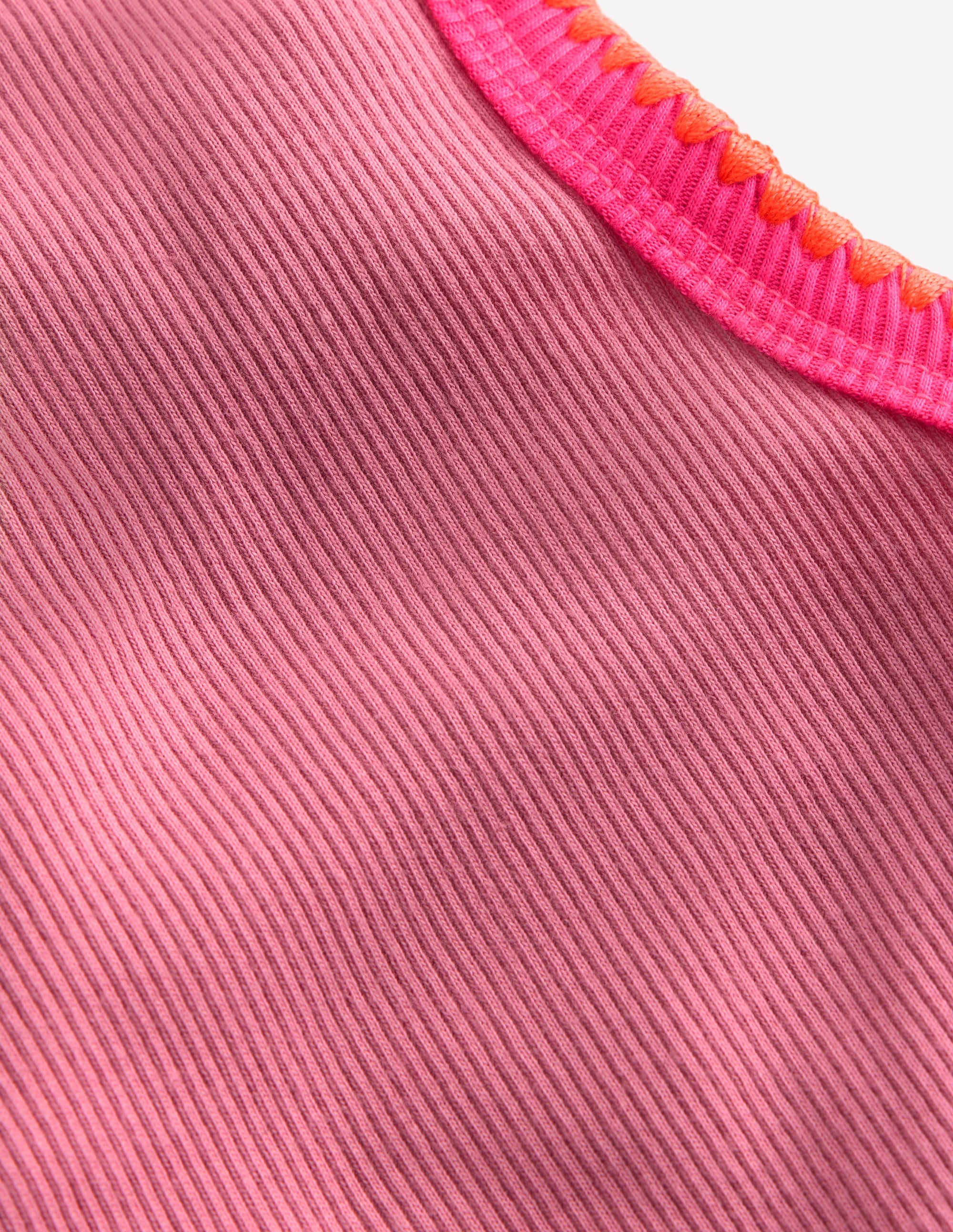 Crochet Trim Ribbed Vest-Pink Haze - Image 3