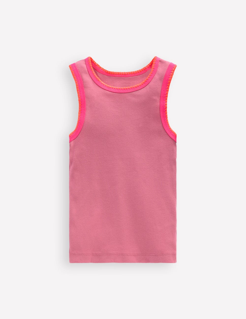 Crochet Trim Ribbed Vest-Pink Haze - Image 1