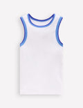 Crochet Trim Ribbed Vest-White