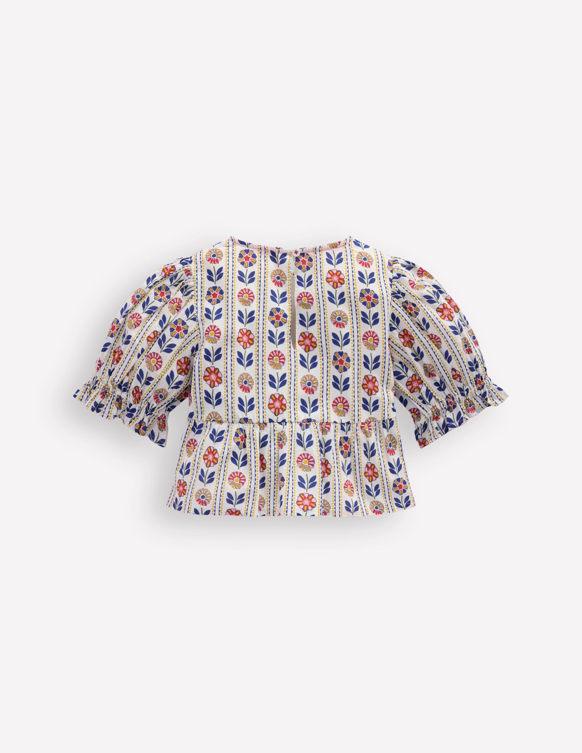 Peplum Woven Top-Ivory Floral Stripe - Image 2