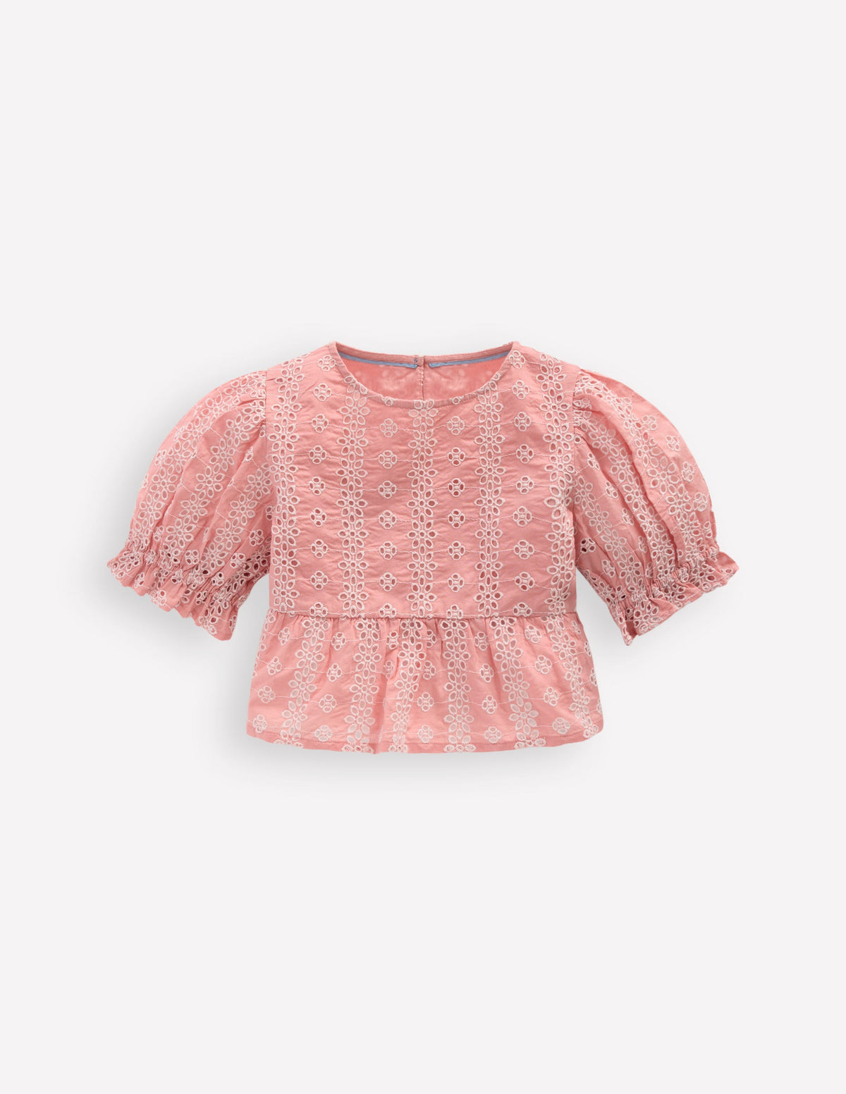 Peplum Woven Top-Almond Pink Broderie - Image 1