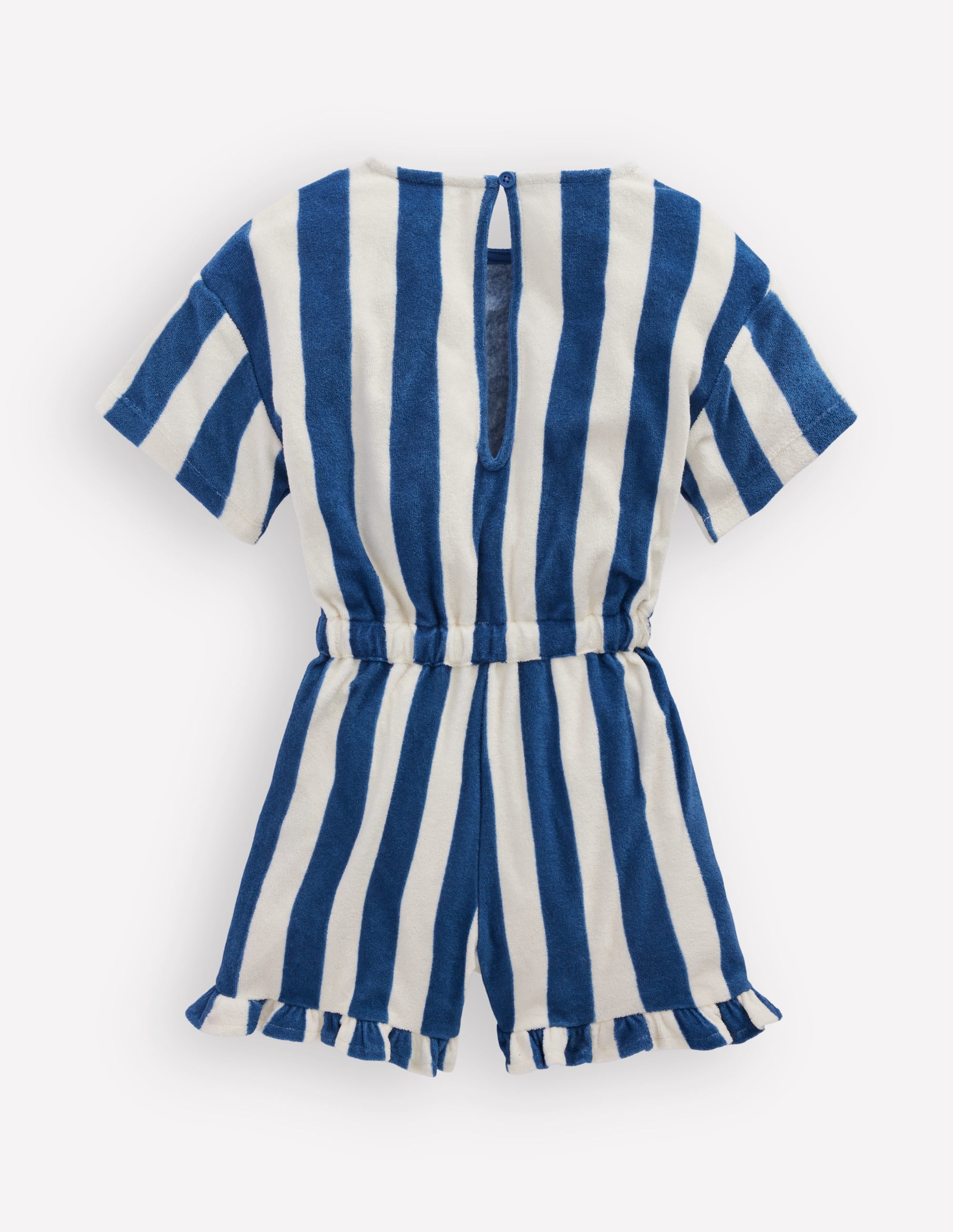 Relaxed Towelling Playsuit-Denim Blue Stripe - Image 2