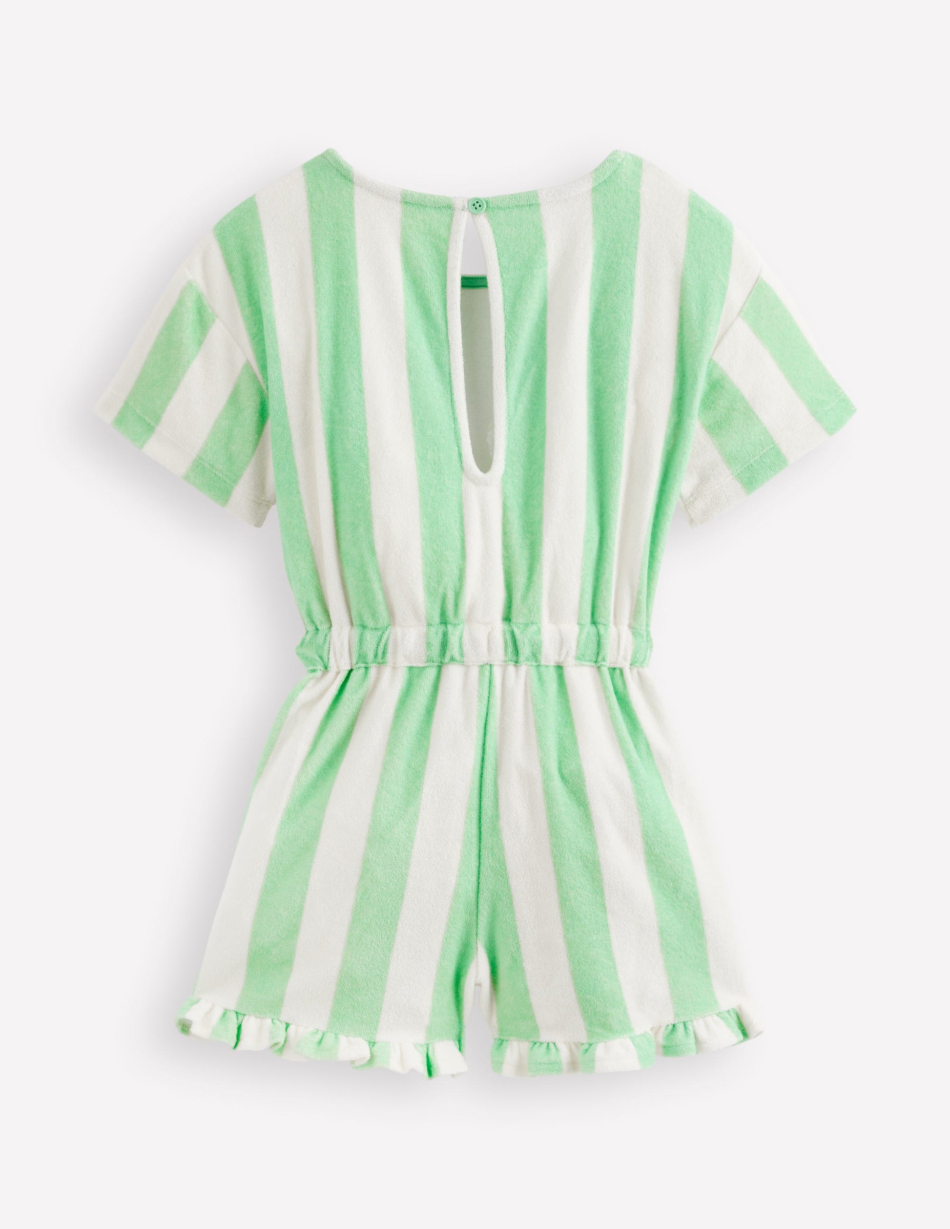 Relaxed Towelling Playsuit-Pale Green Stripe-3