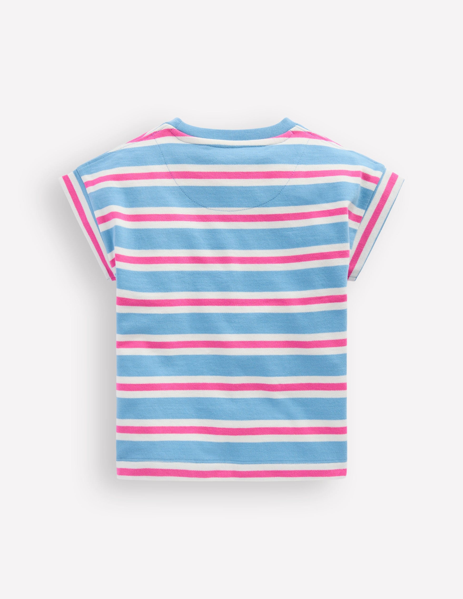 Short Sleeve Sweat Top-Blue Stripe-3