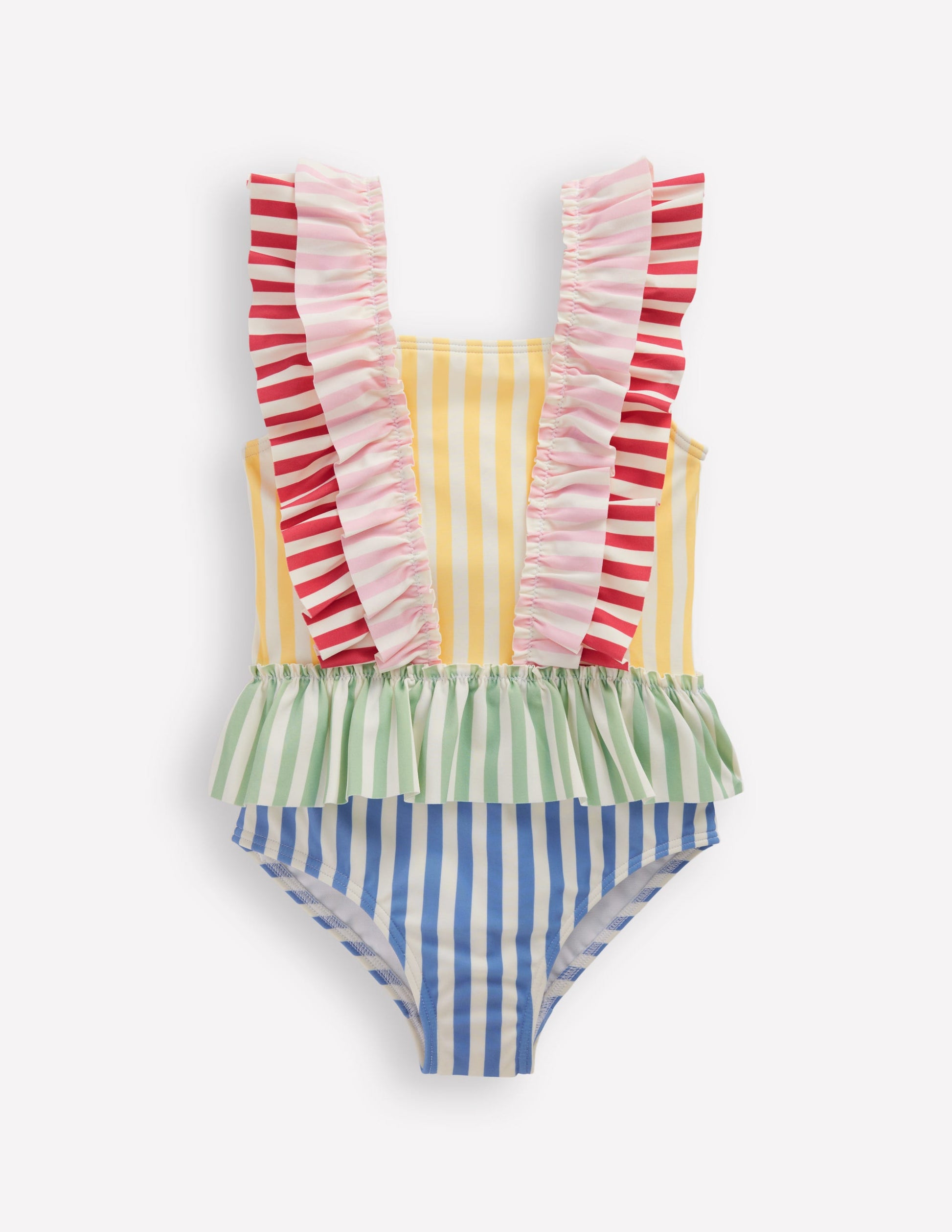 Frill Peplum Swimsuit-Hotchpotch Stripe-1
