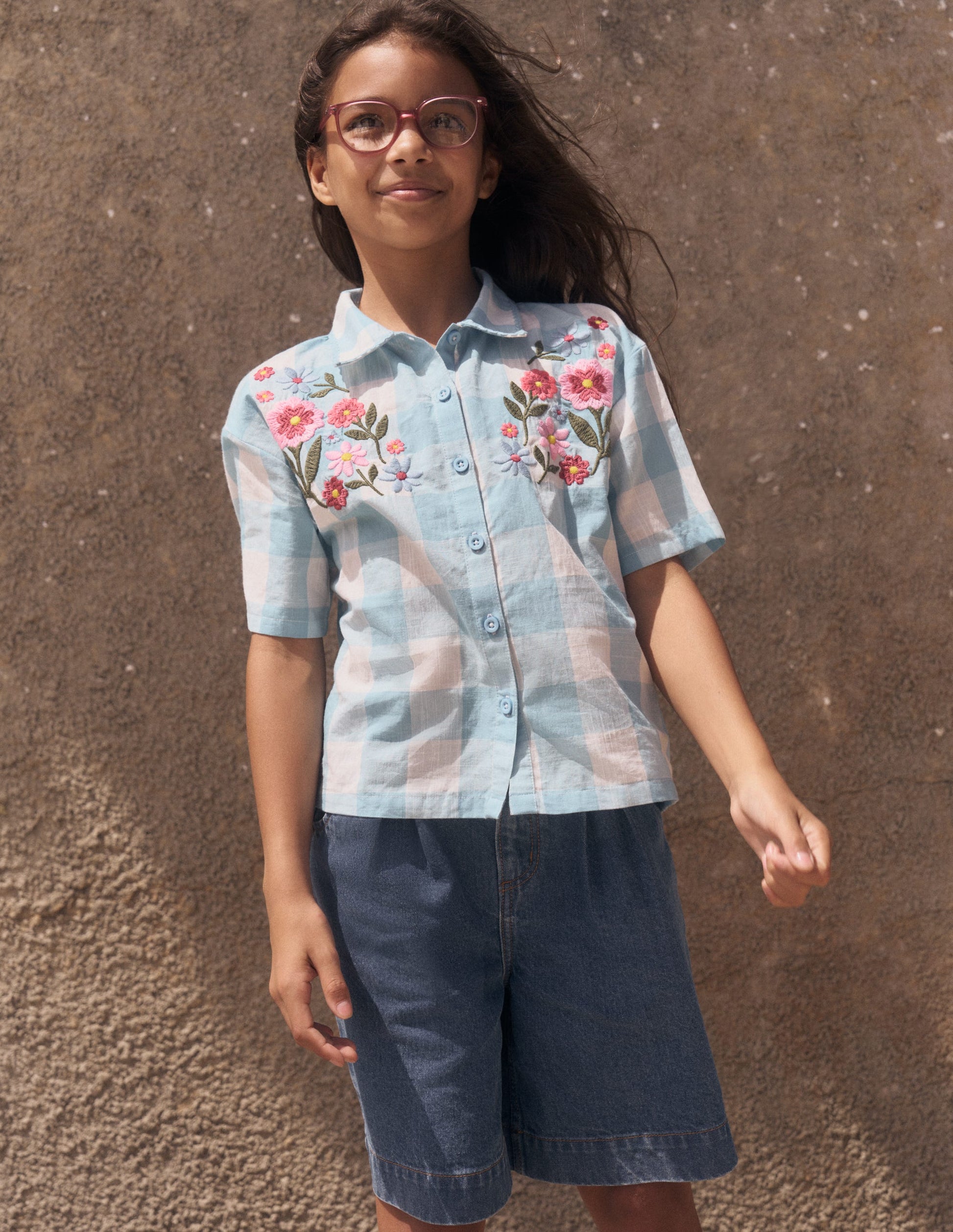 Long Denim Shorts-Mid Vintage Denim-1