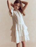 Pintuck Tiered Dress-Soft Ivory