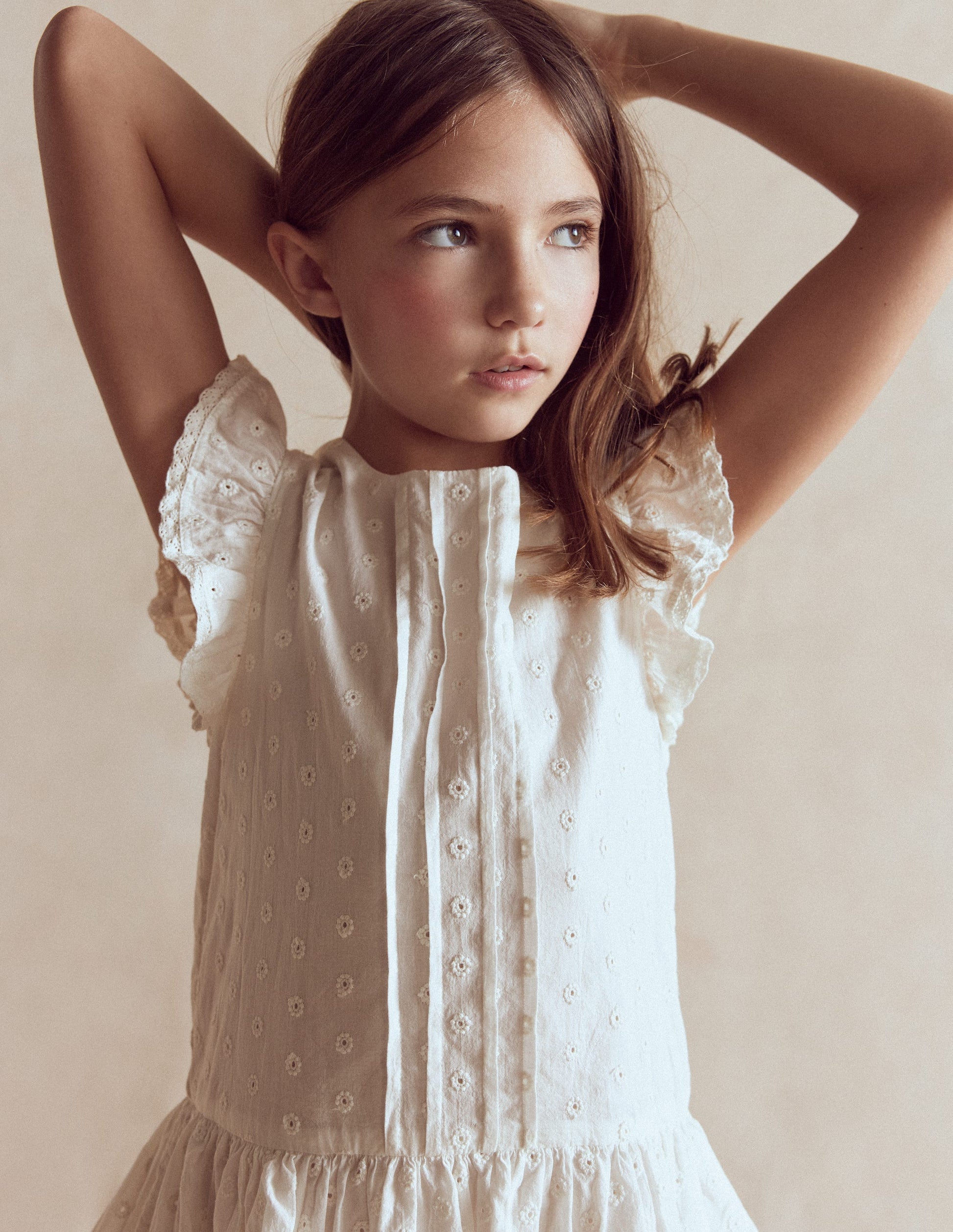 Pintuck Tiered Dress-Soft Ivory-3