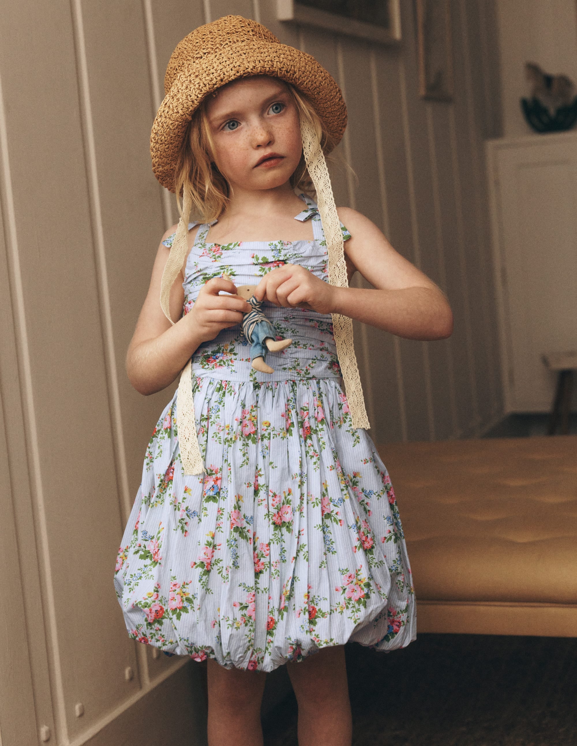 Ruched Bodice Bubble Dress-Vintage Floral - Image 4