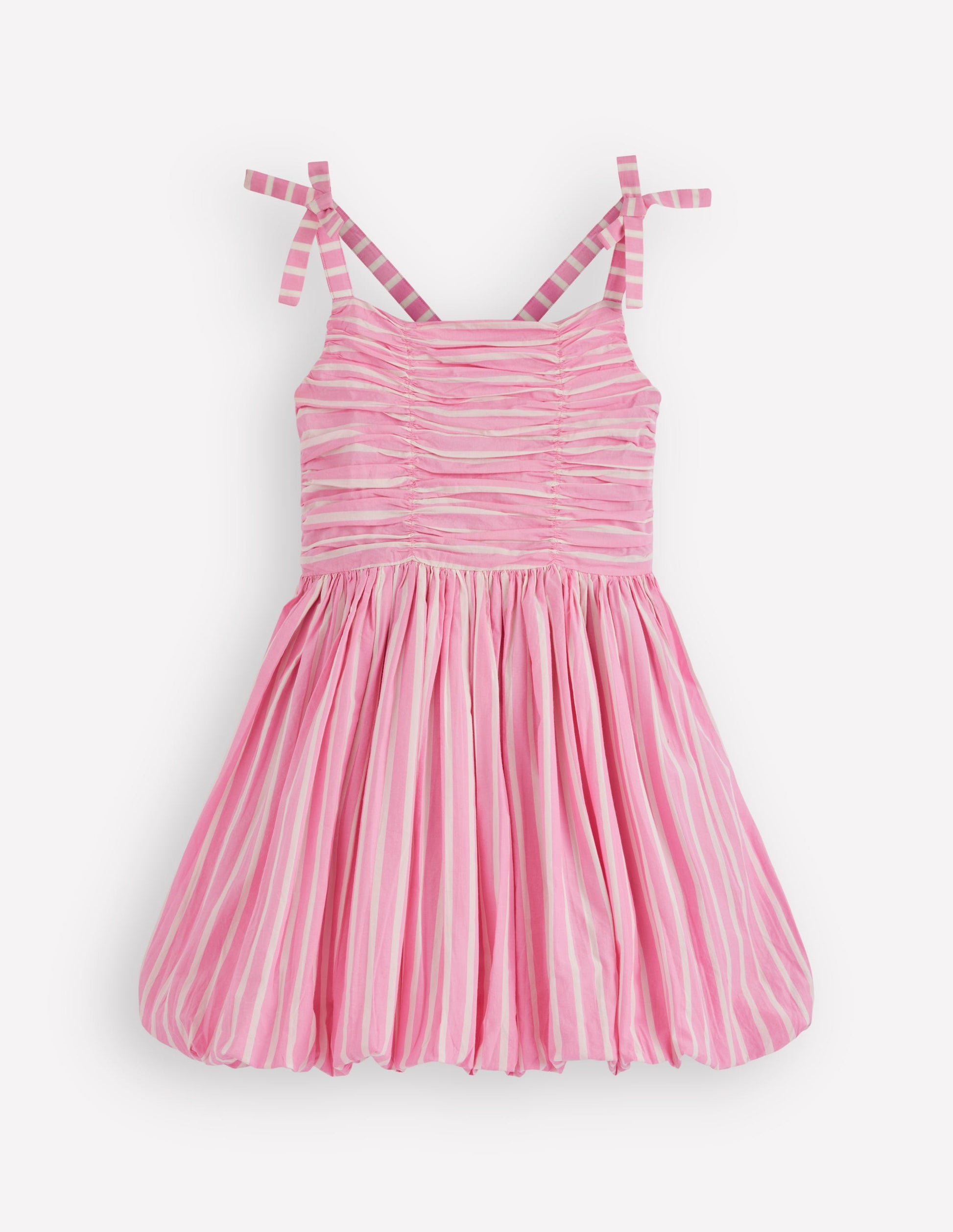 Ruched Bodice Bubble Dress-Formica Pink Stripe-1
