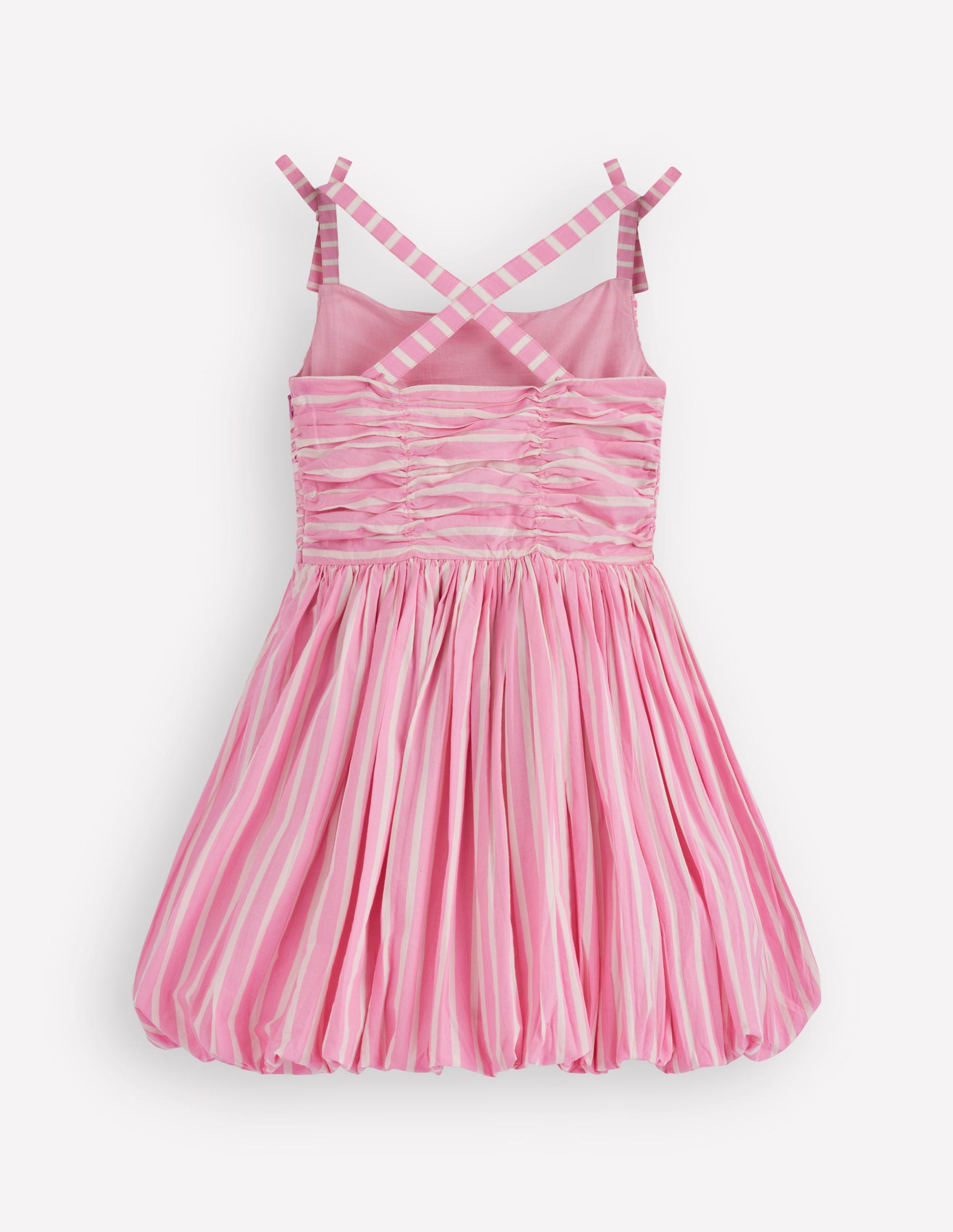 Ruched Bodice Bubble Dress-Formica Pink Stripe-2